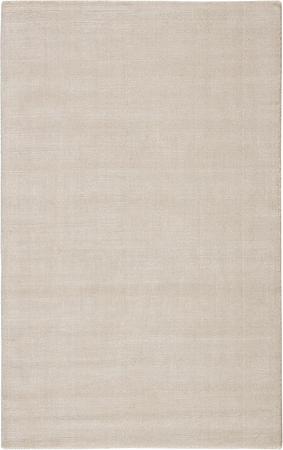 Ivory and Gray Handwoven Wool and Viscose Area Rug 5' x 8'