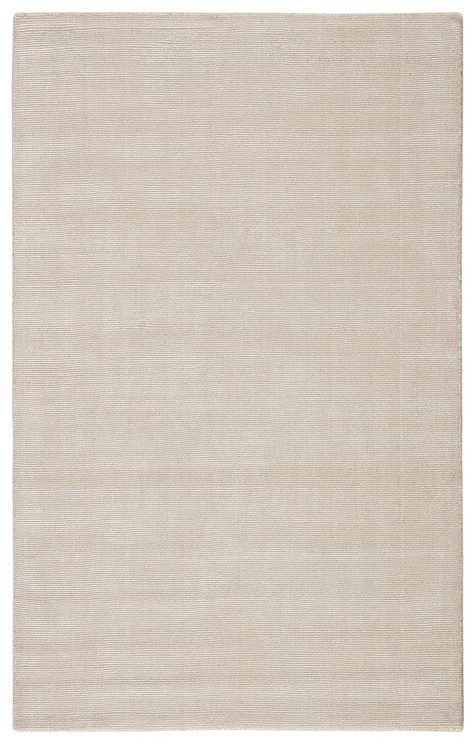 Ivory and Gray Handwoven Wool and Viscose Area Rug 5' x 8'