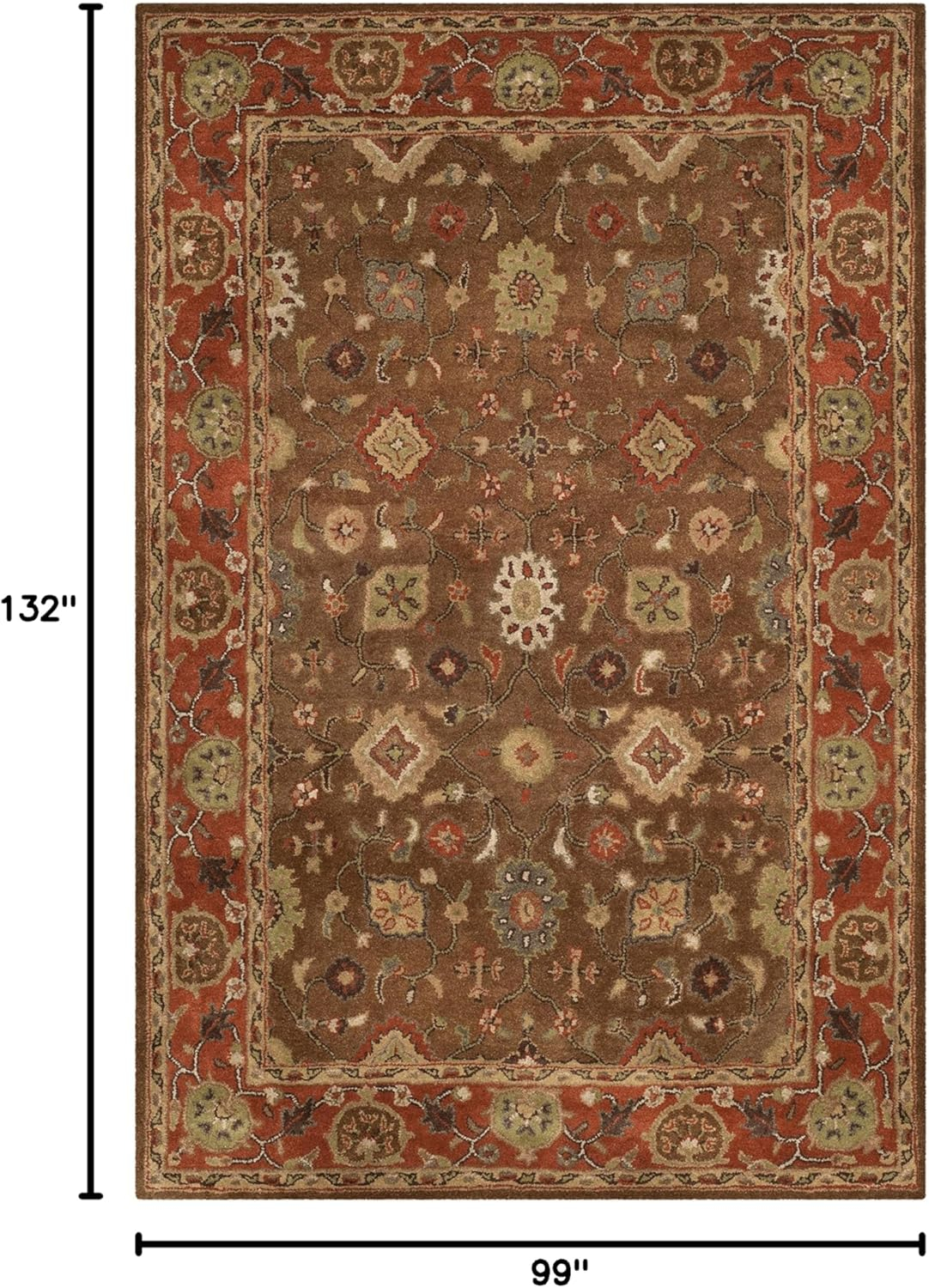 Heritage HG952 Hand Tufted Area Rug - Moss/Rust - 8'3"x11' - Safavieh.