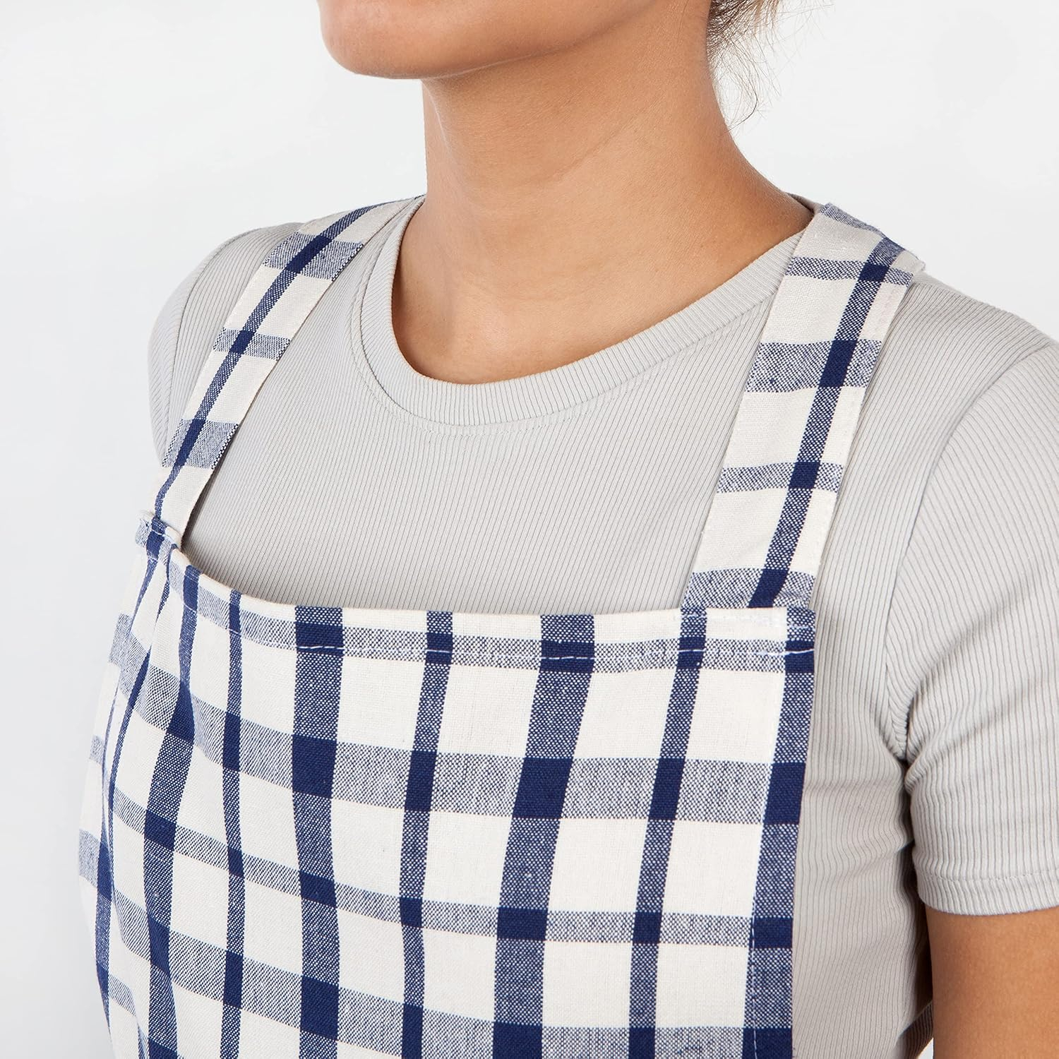 Blue and White Plaid Cotton Blend Vintage Bib Apron
