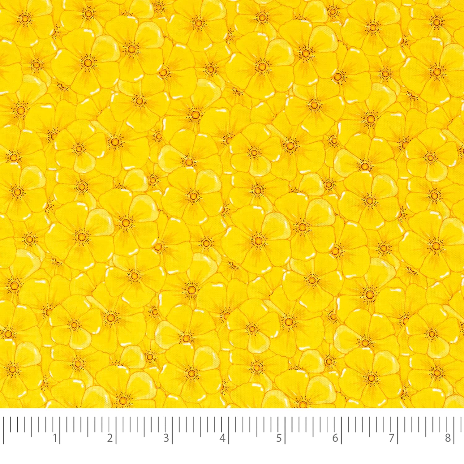 Bright Yellow Floral Cotton Fabric for Sewing Projects