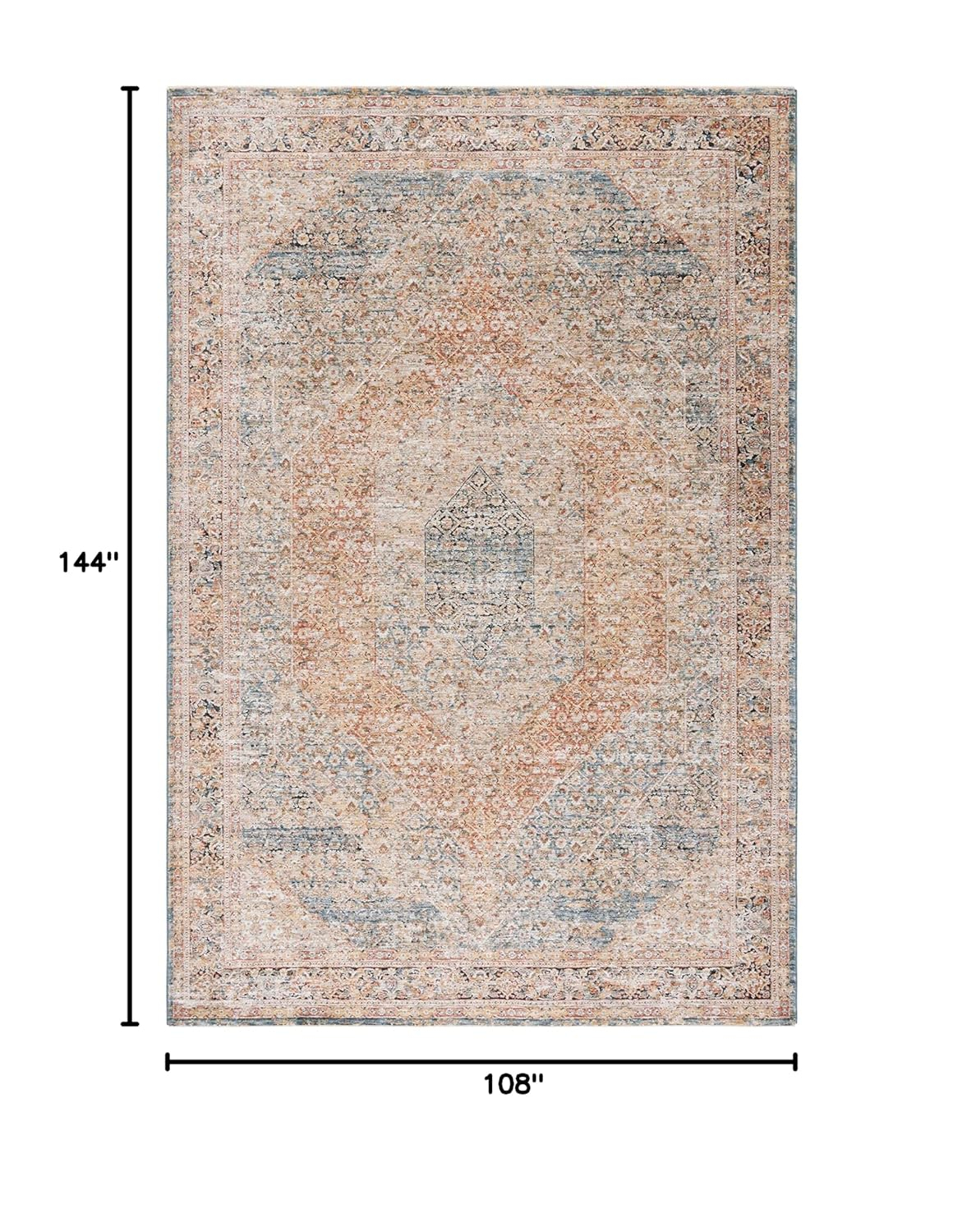 SAFAVIEH Silverado Damjana Medallion Polyester Area Rug, Blue/Rust, 9' x 12'