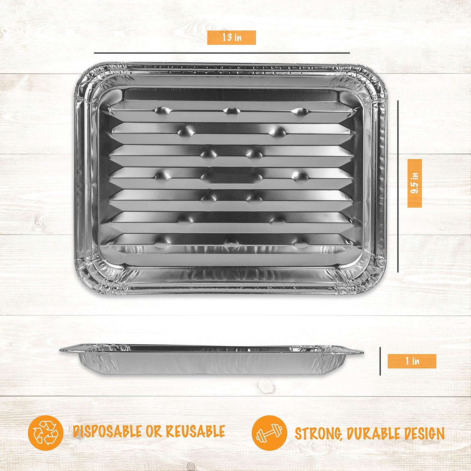 PLASTICPRO Aluminum Foil Grill Pans 9” x 13” Disposable Aluminum Foil Pans, 20-Pack