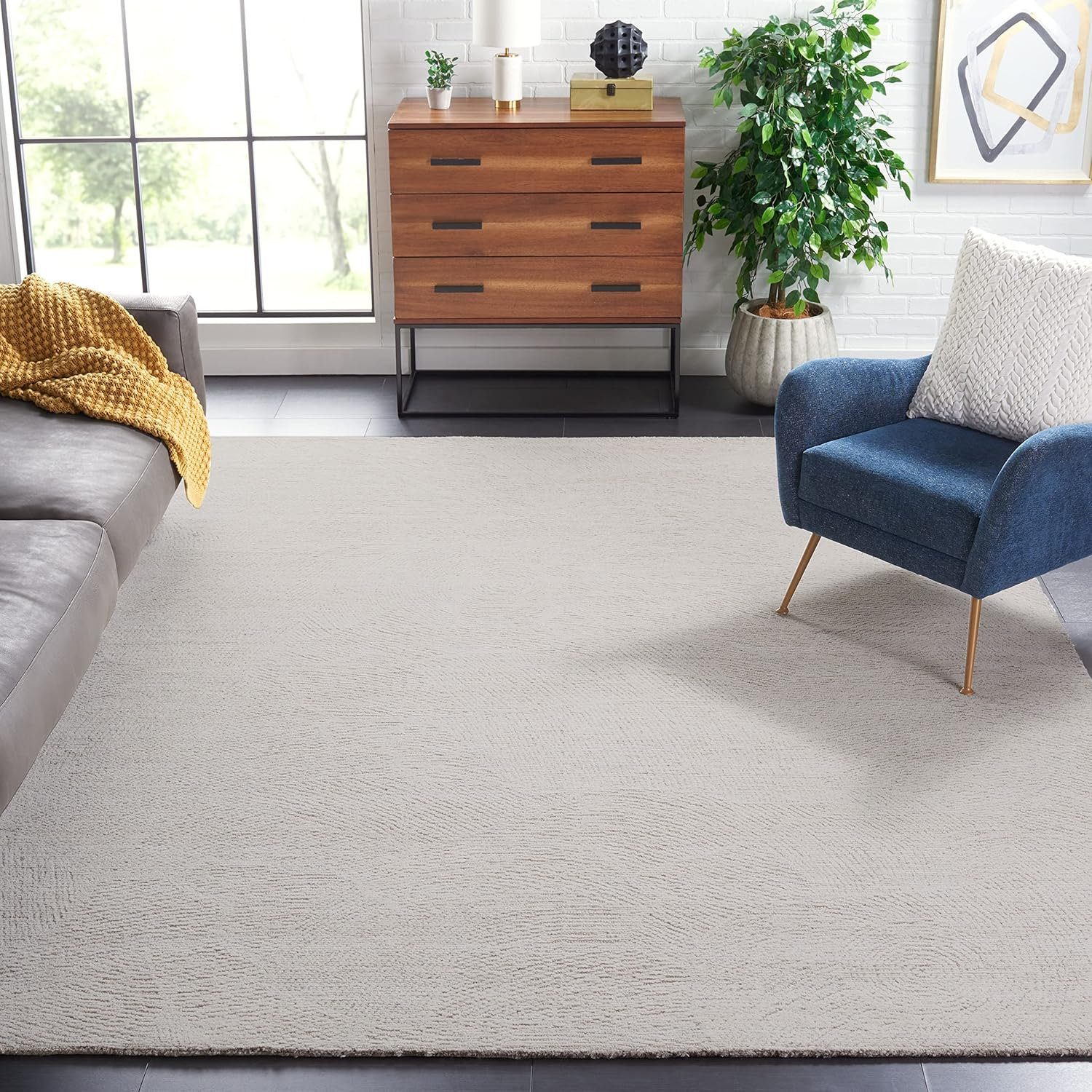 SAFAVIEH Metro Patricia Distressed Area Rug, Blue/Ivory, 9' x 12'