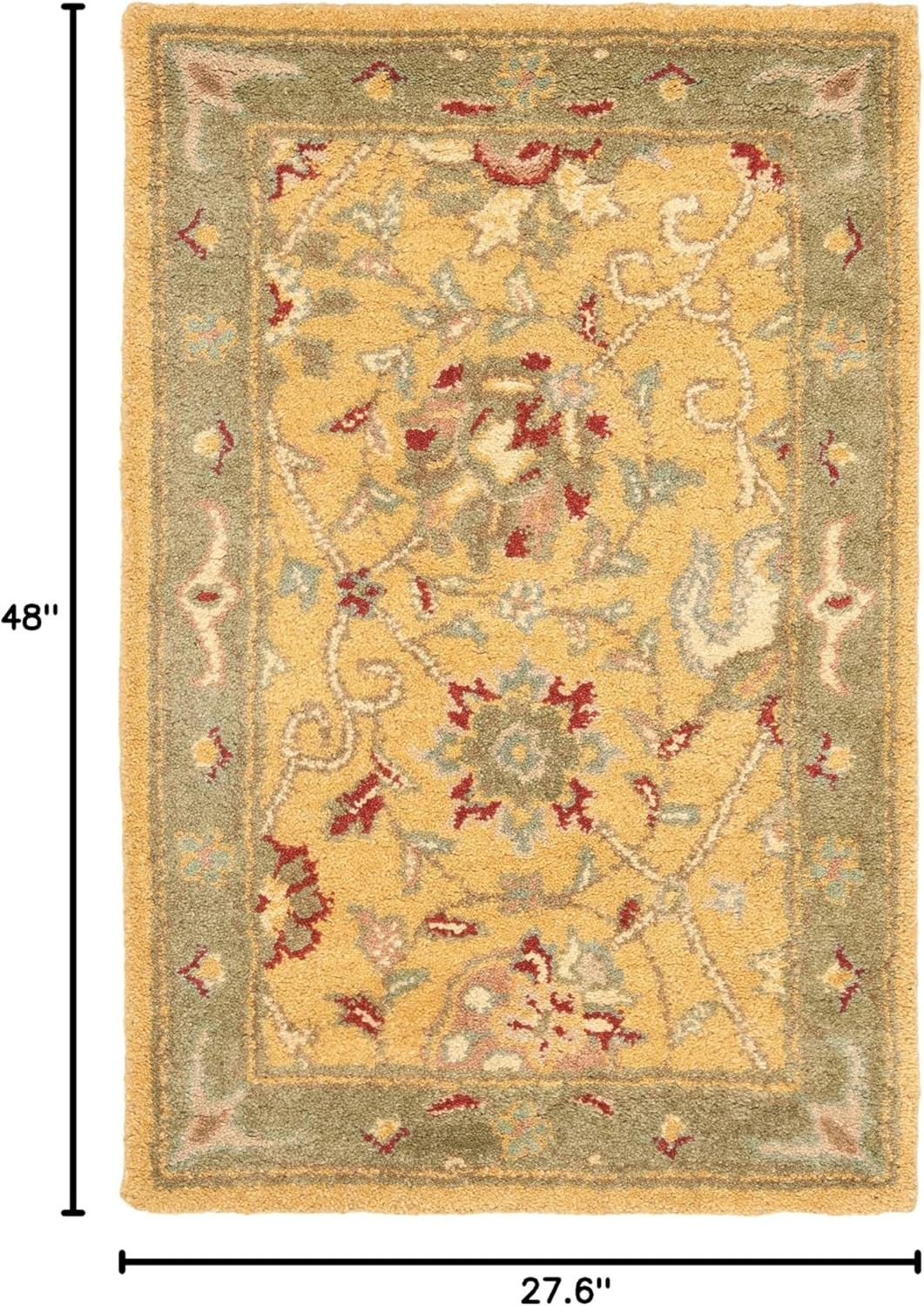 SAFAVIEH Antiquity Lilibeth Traditional Floral Wool Area Rug, Gold, 2'3" x 4'