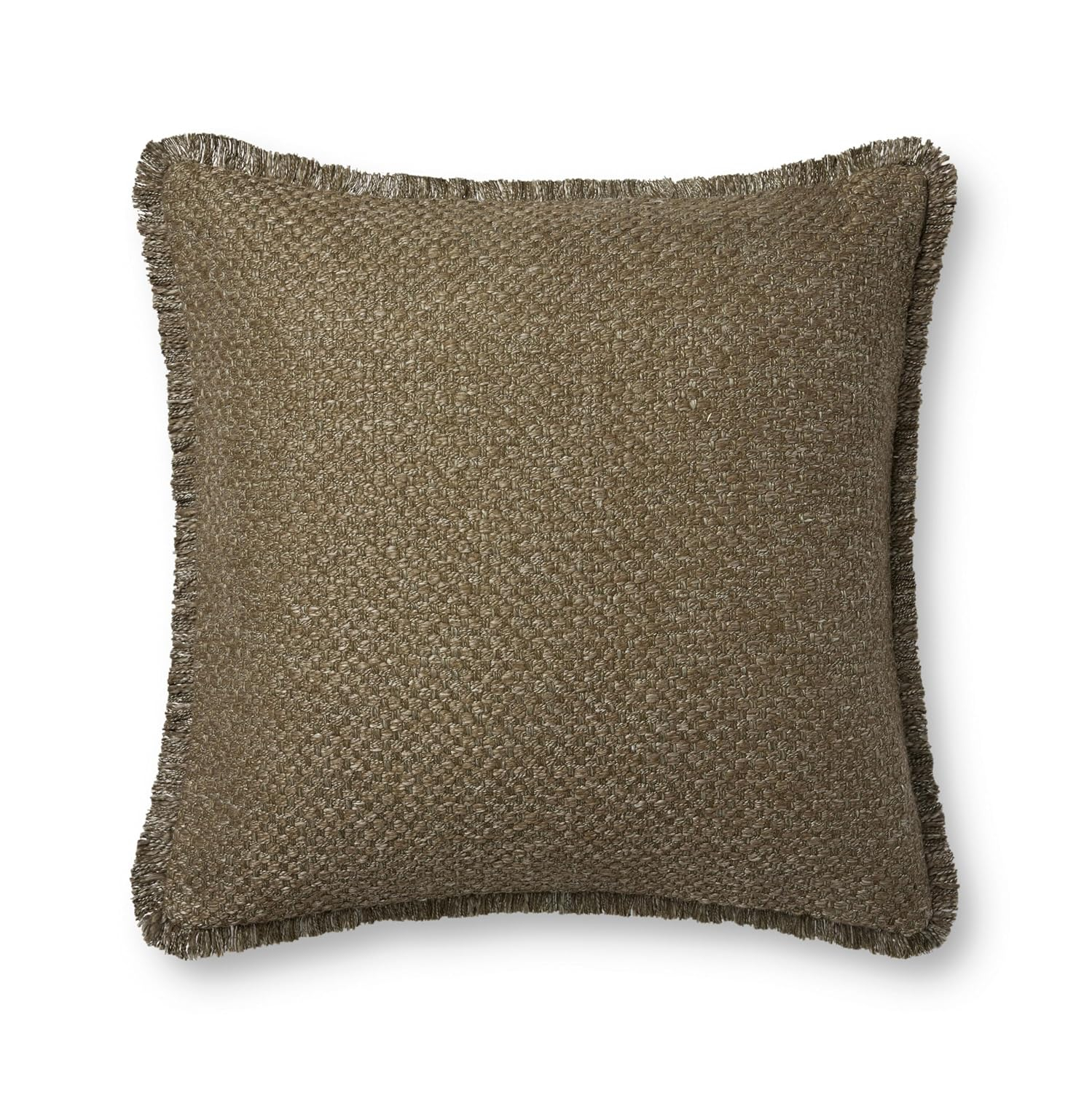 Olive Textured Cotton Blend 22" x 22" Pillow Cover