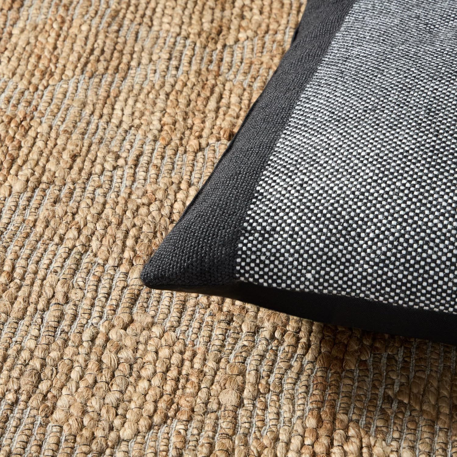 Black and Ivory Square Recycled Material Outdoor Pillow