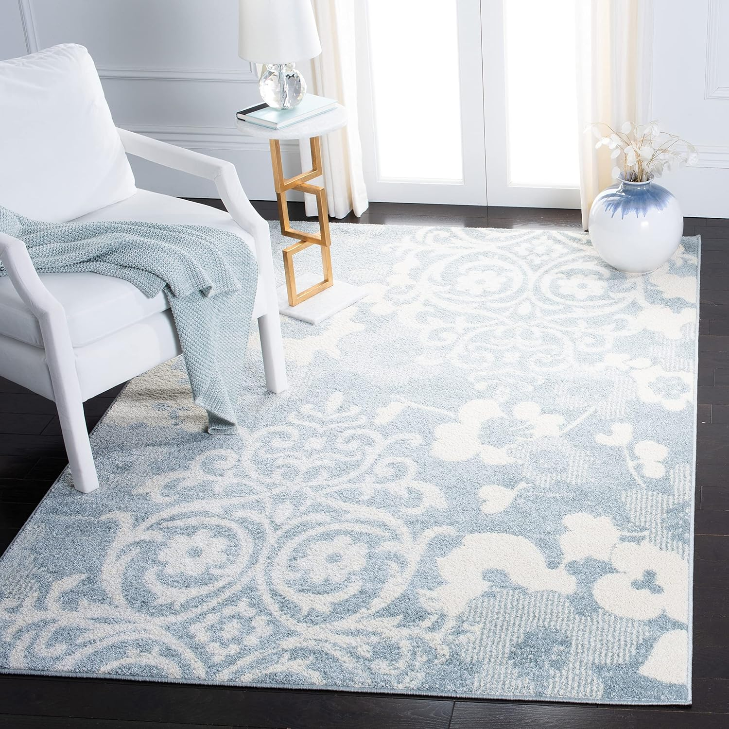 SAFAVIEH Adirondack Hortense Floral Area Rug, Grey/Ivory, 9' x 12'