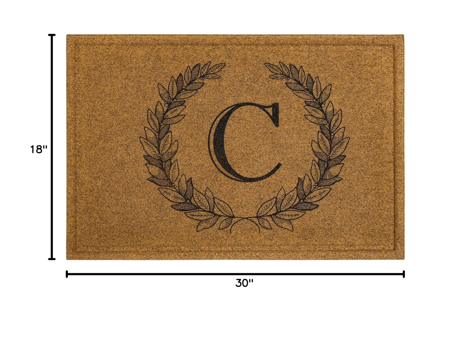 Mohawk Home Laurel Monogram C Low Pile Printed Faux Coir All Weather Eco Friendly Indoor/Outdoor Doormat, Natural, 1' 6" X 2' 6"