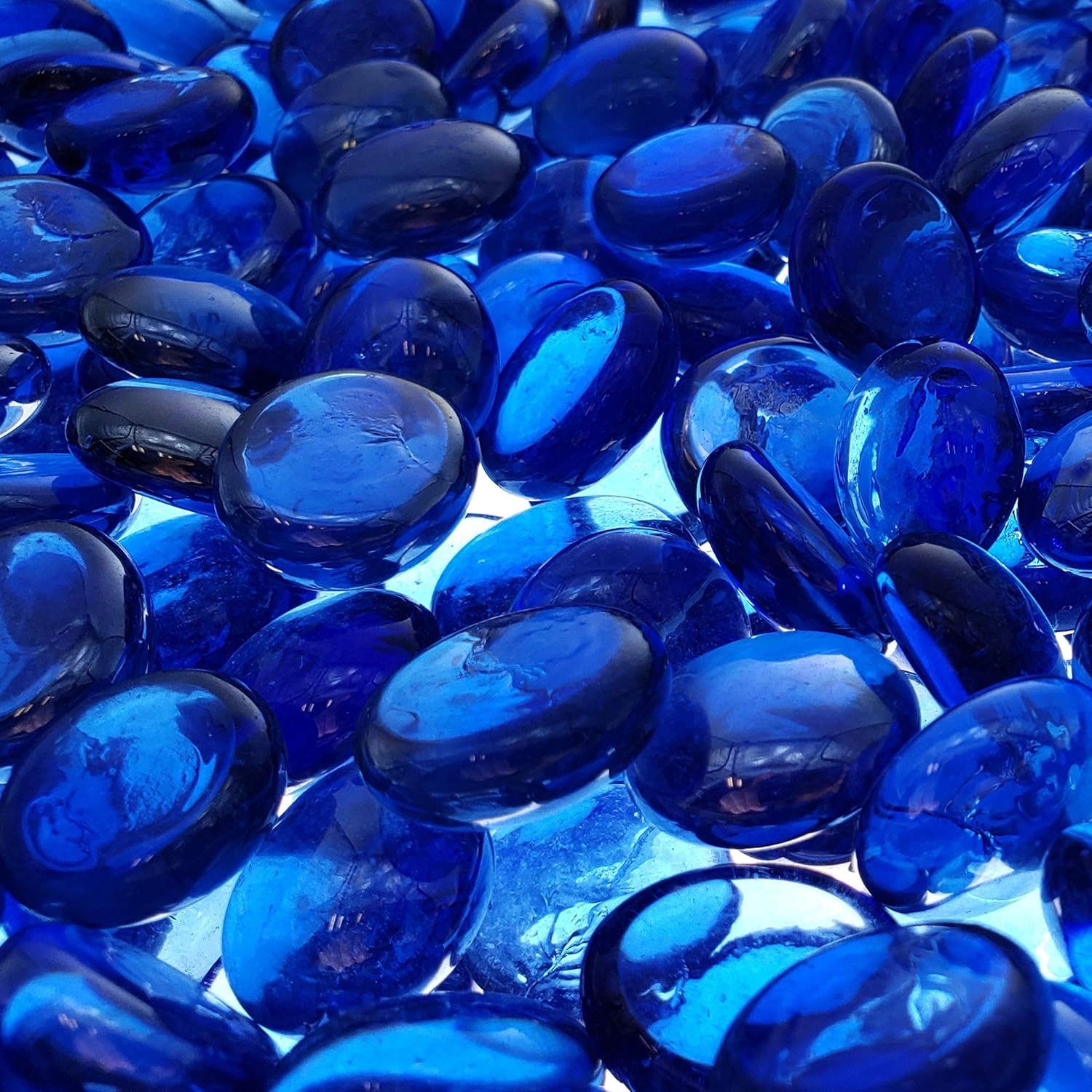 Indigo Blue Smooth Round Fire Glass for Fire Pits