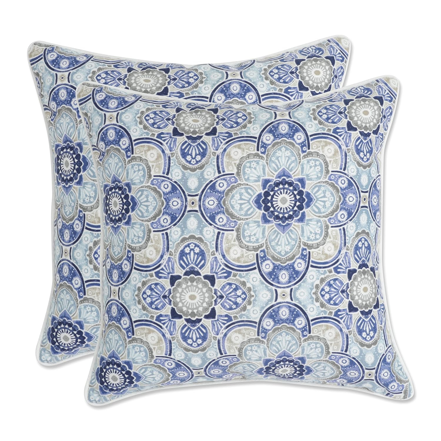 Pillow Perfect Delancey Abstract Indoor/Outdoor Reversible Throw Pillow (Set of 2)
