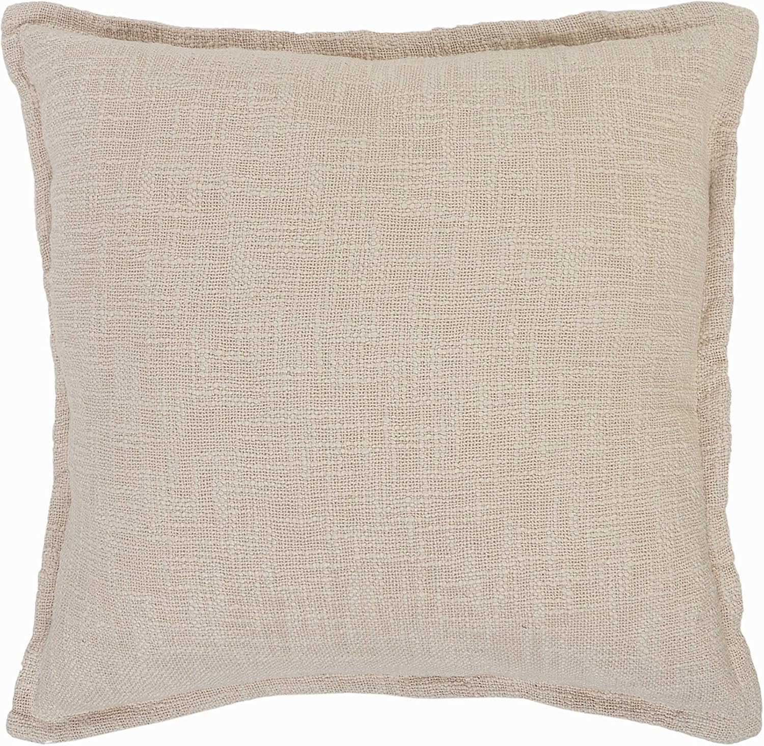 Ox Bay 20" x 20" Hand-Woven Beige Solid Organic Cotton Pillow Cover