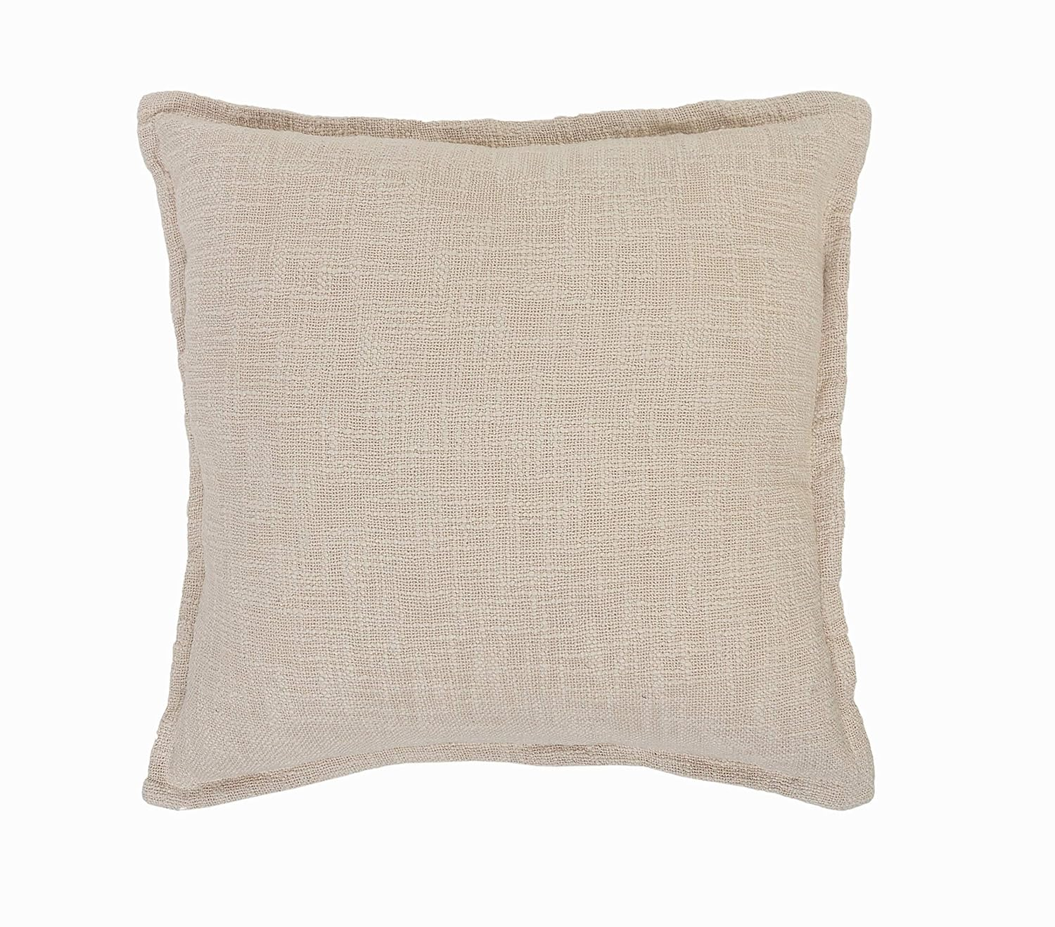 Ox Bay 20" x 20" Hand-Woven Beige Solid Organic Cotton Pillow Cover