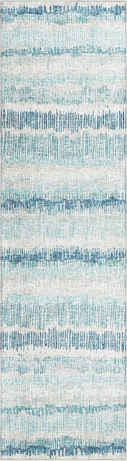 Rylee Blue 2 ft. 3 in. x 7 ft. 6 in. Geometric Indoor/Outdoor Area Rug