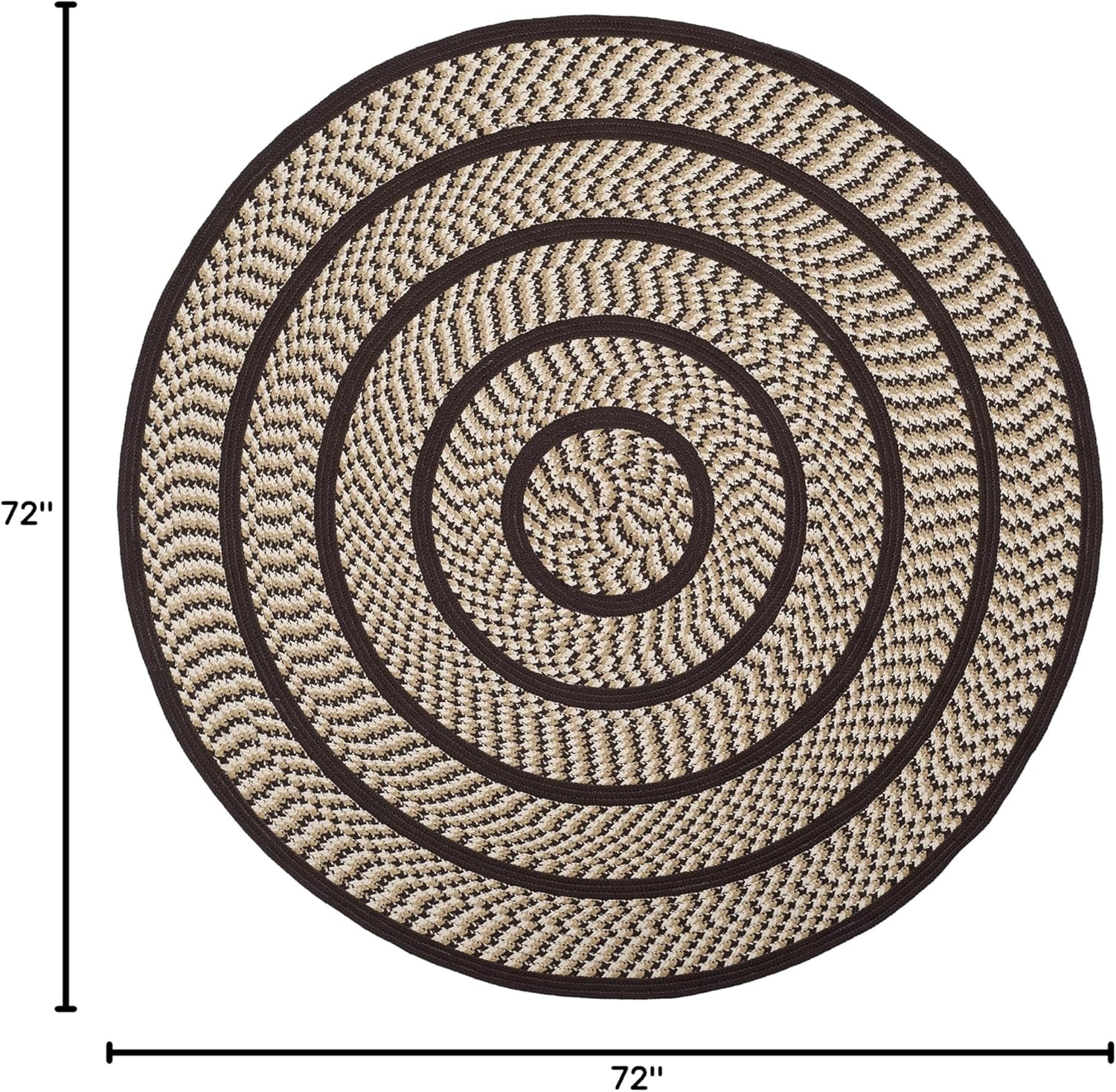 SAFAVIEH Braided Tanisha Color Bordered Area Rug, Ivory/Dark Brown, 6' x 6' Round