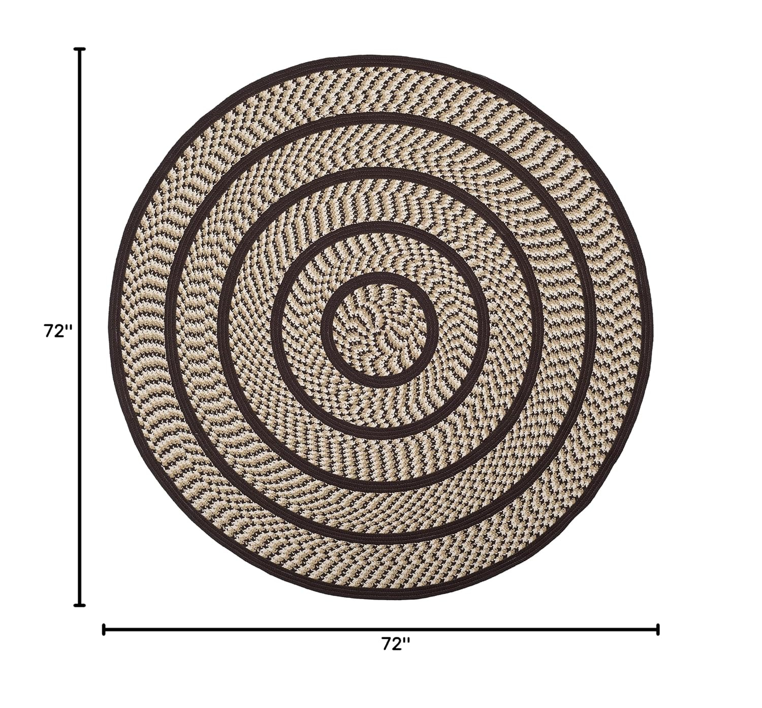 SAFAVIEH Braided Tanisha Color Bordered Area Rug, Ivory/Dark Brown, 6' x 6' Round