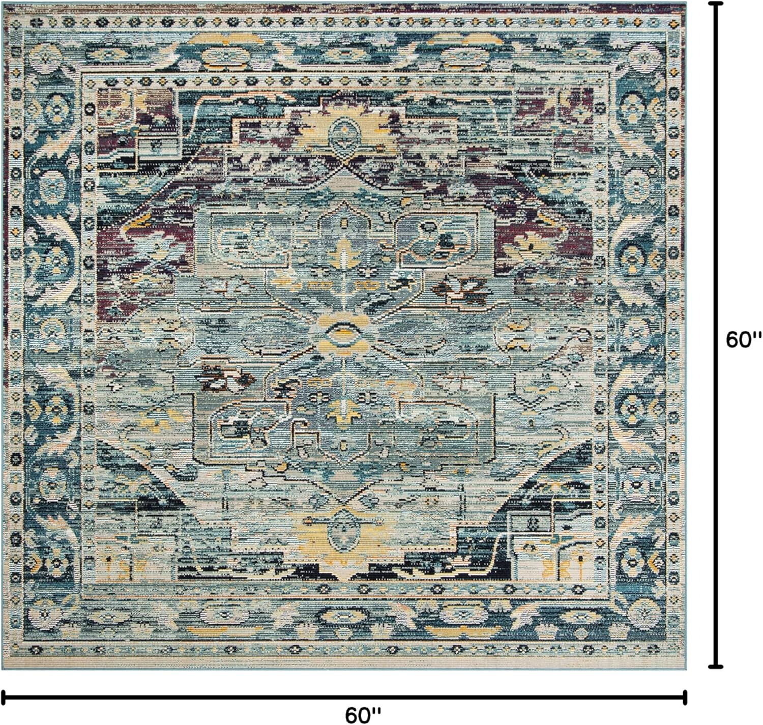 SAFAVIEH Crystal Jonette Traditional Area Rug, Teal/Purple, 5' x 5' Square