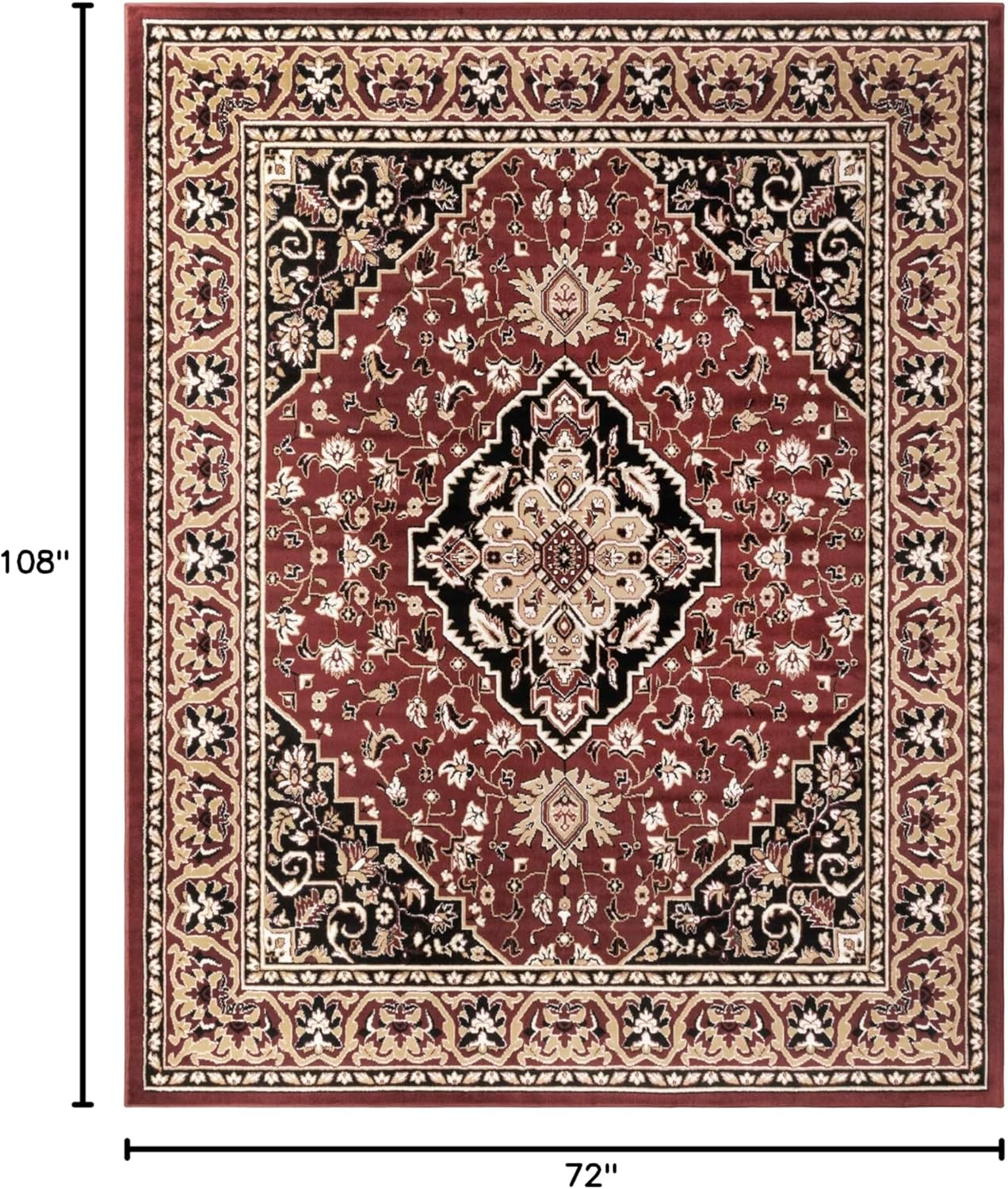 Superior Glendale Oriental Medallion Indoor Area Rug, 6'x9', Red