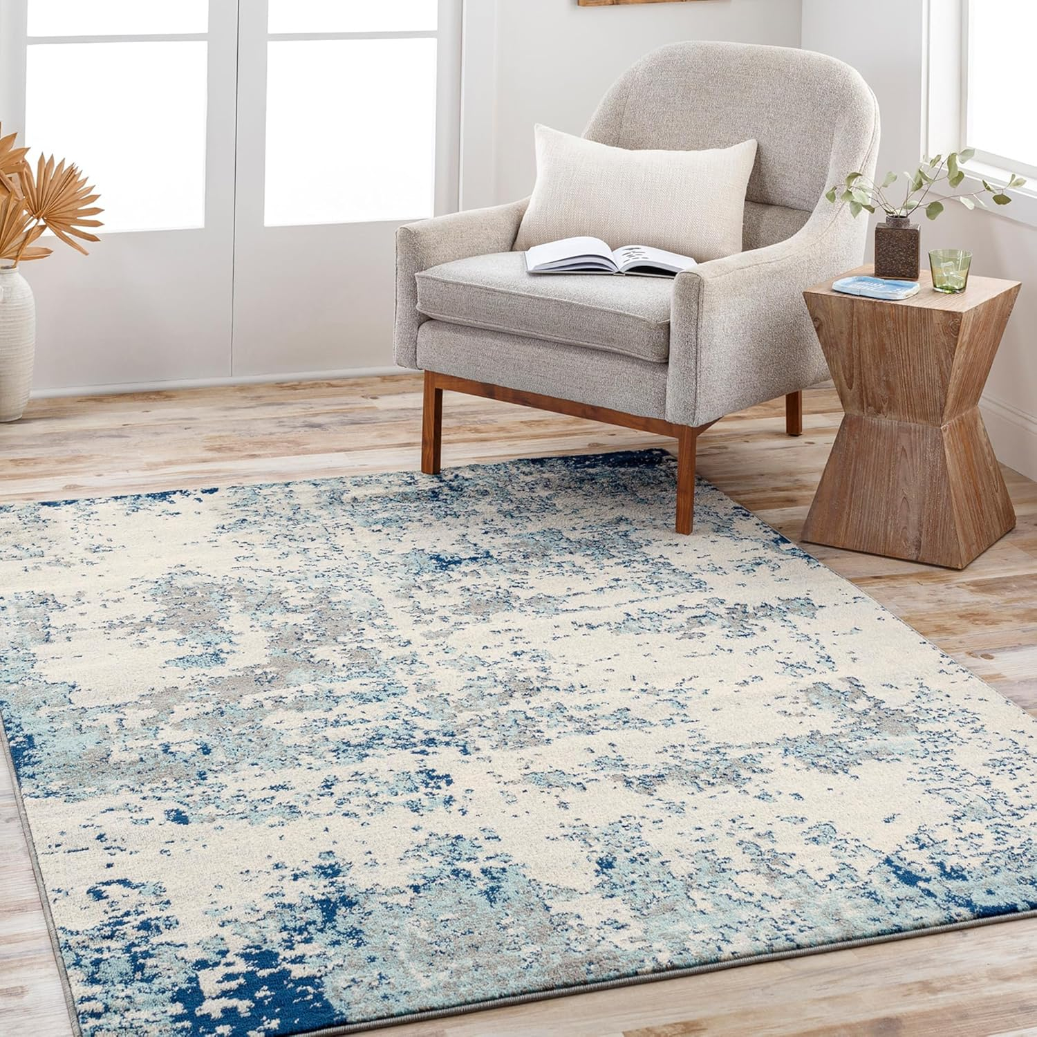 Livabliss Sunderland 5 x 7 (ft) Polypropylene Yellow/Pink Rectangular Indoor Abstract Mid-Century Modern Area rug