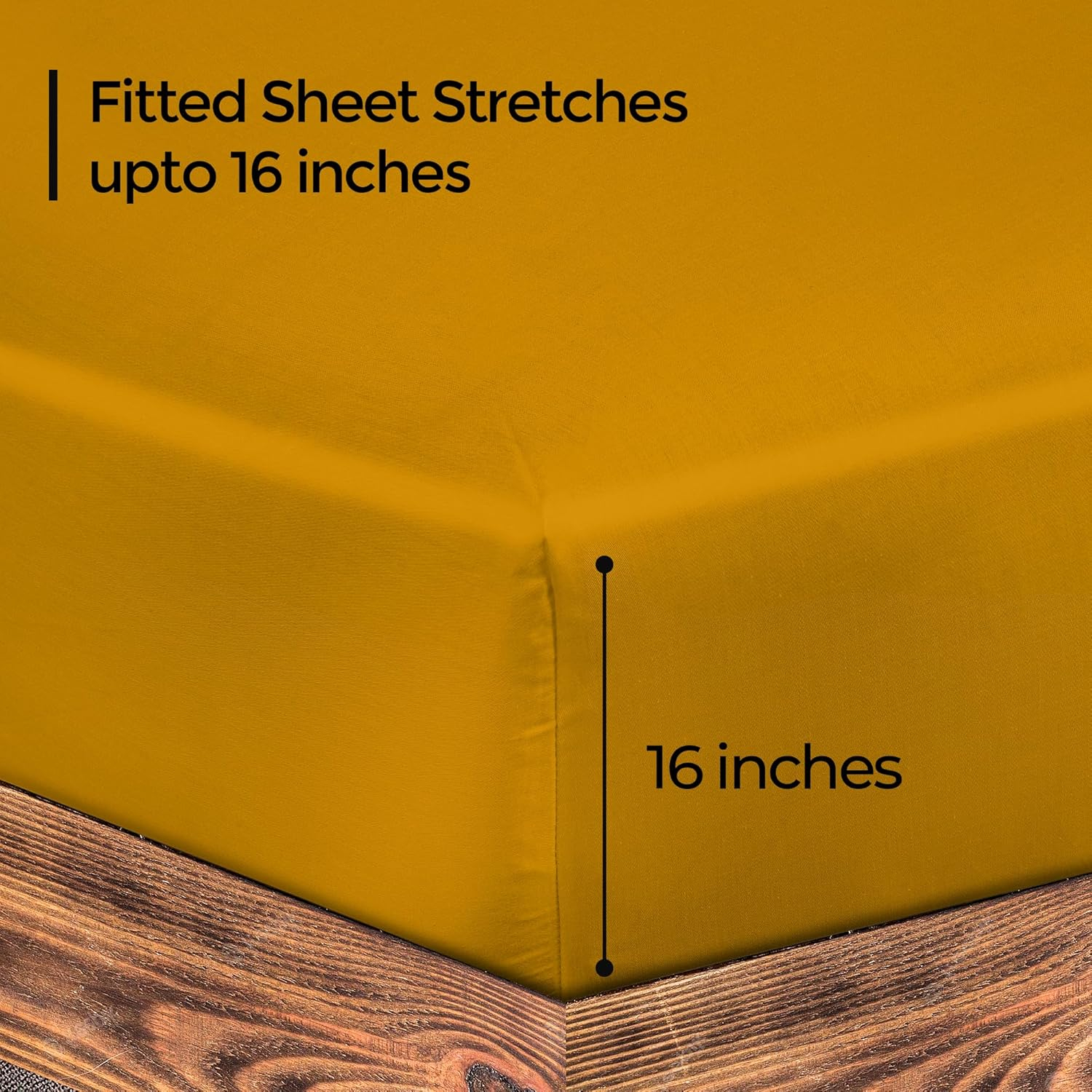 Royale Linen 300 Thread Count 100% Long Staple Combed Cotton Fitted Sheet - Super Soft Deep Pocket Bottom Sheet - Yellow Fitted Sheet Twin Size - Twin Fitted Sheet Only - Elastic Sheet (Twin, Yellow)