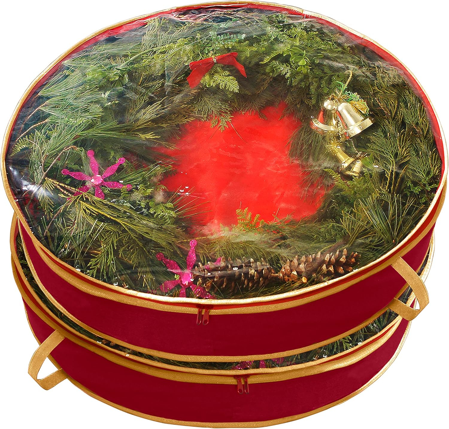 Simplify 2 Pack 30 Inch Christmas Holiday Wreath Bag in Red