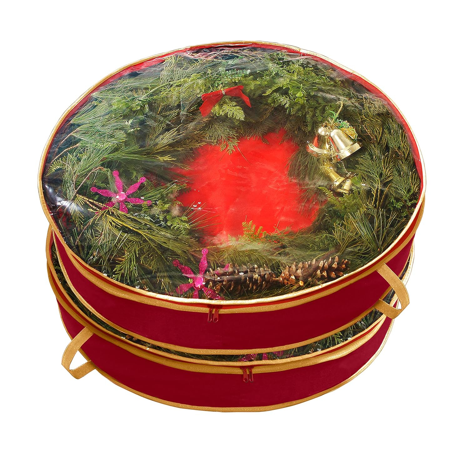 Simplify 2 Pack 30 Inch Christmas Holiday Wreath Bag in Red