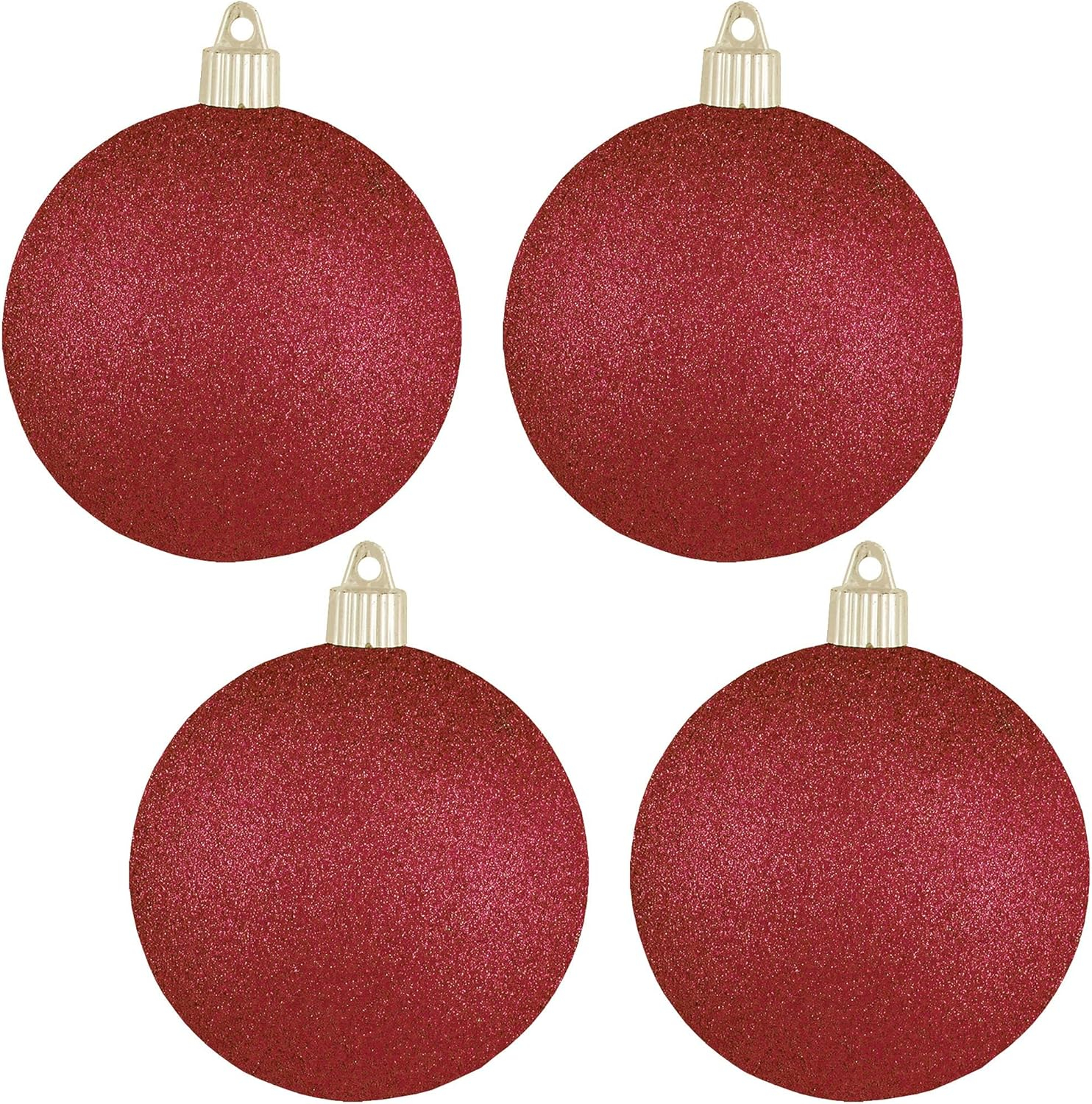 Christmas By Krebs Ornament, Commercial Grade Indoor and Outdoor Shatterproof Plastic, Water Resistant Ball Ornament Decorations (Red Glitter, 4 inch (100mm))