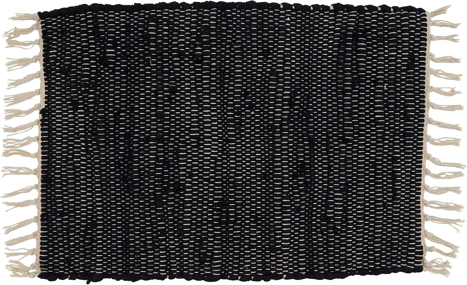 Black and Off-White Cotton Chindi Design Placemats Set of 4