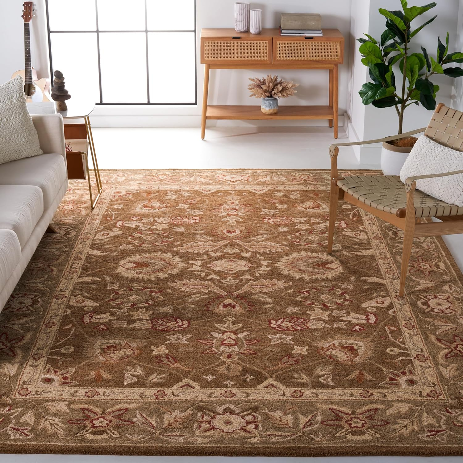 SAFAVIEH Anatolia Venice Traditional Wool Area Rug, Brown/Green, 9'6" x 13'6"