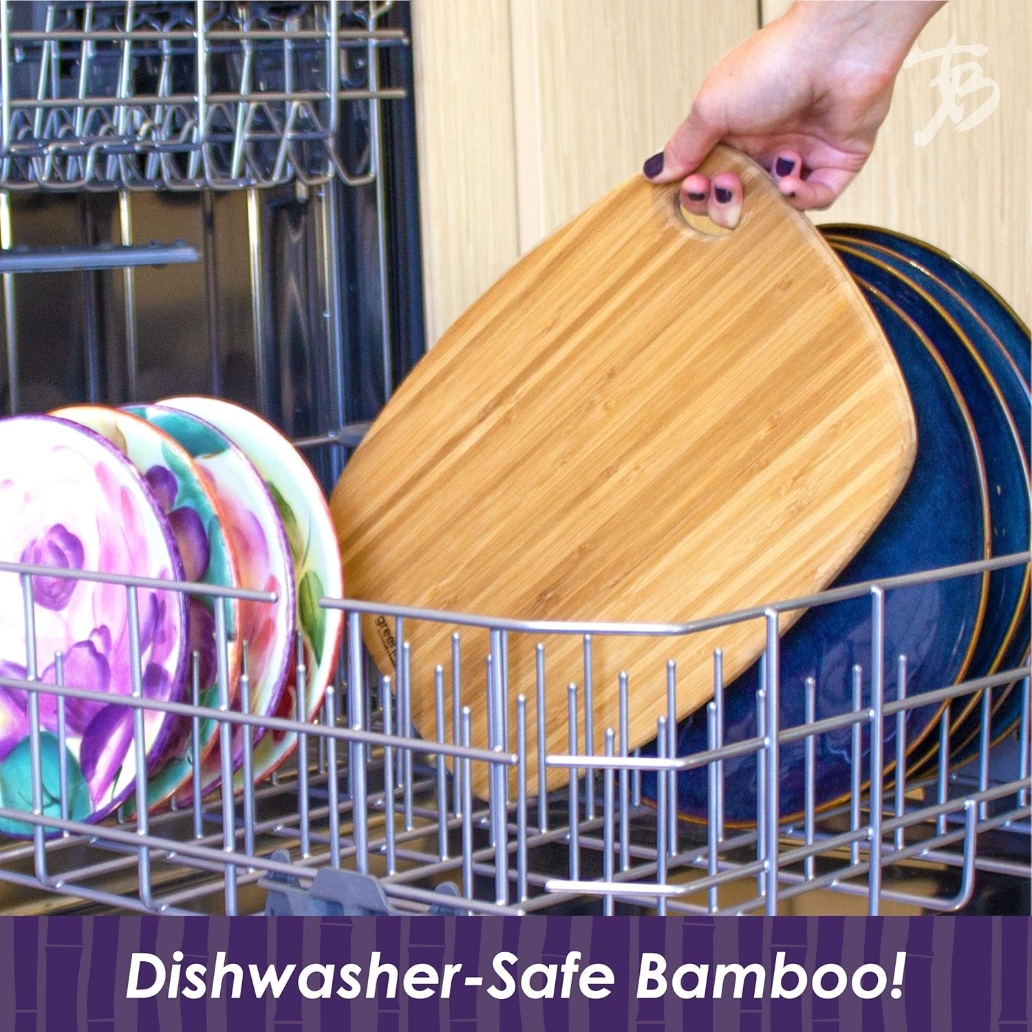 GreenLite™ Dishwasher Safe Bamboo Cutting Board, "Jet" Series 13-1/2" x 9"