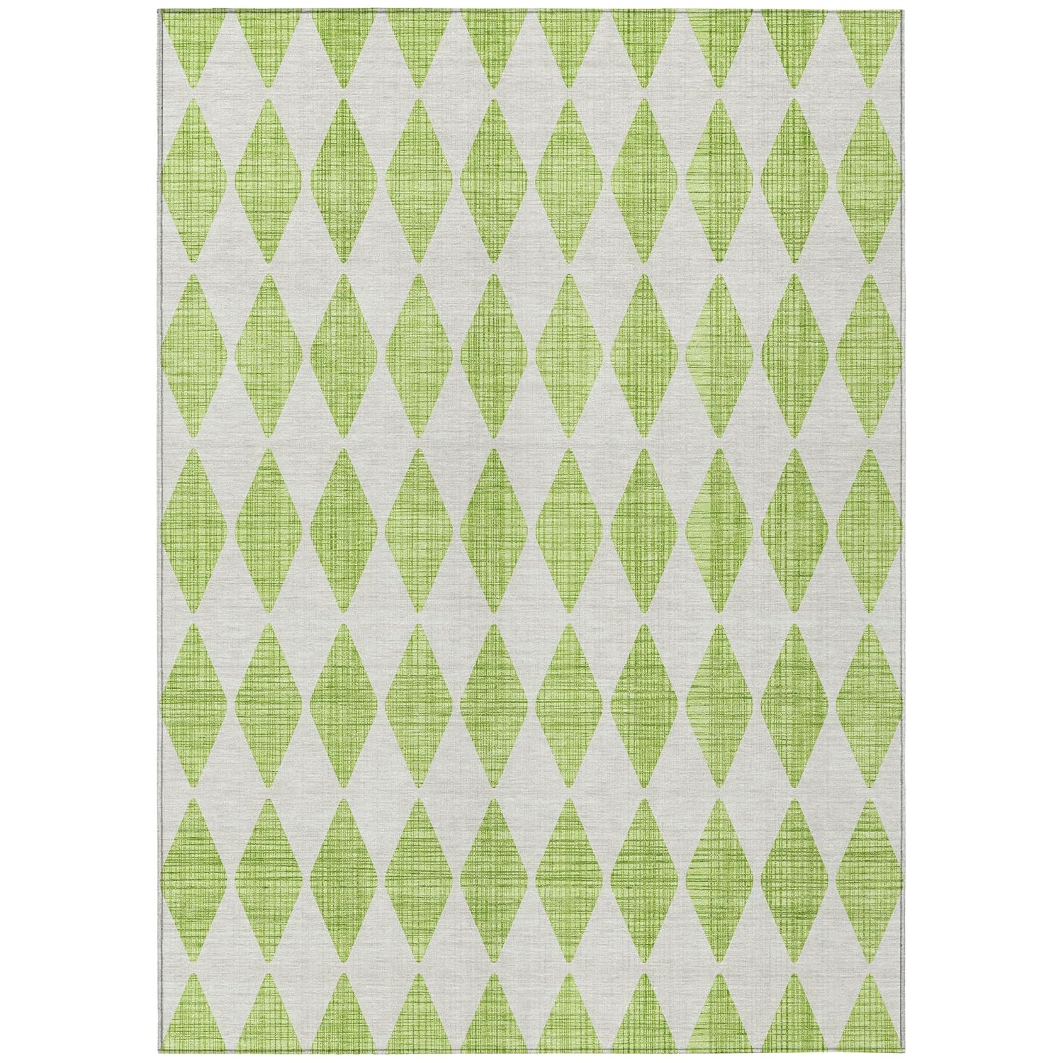 Lime Diamond Pattern 9' x 12' Synthetic Washable Rug
