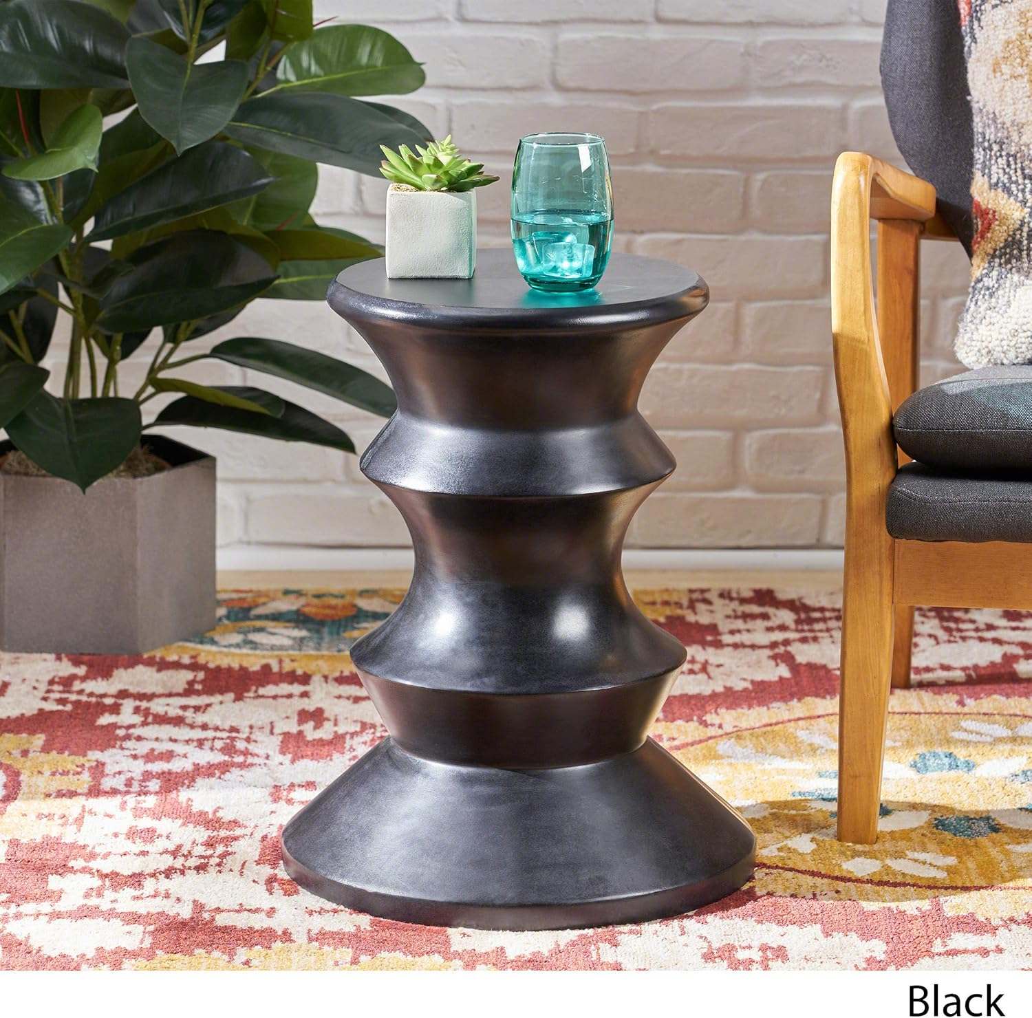 Christopher Knight Home Alfreda Indoor 22" Light-Weight Concrete Side Table, Black