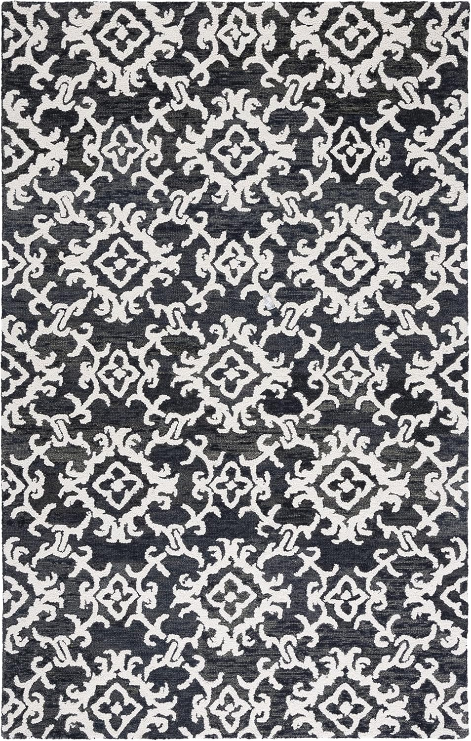 SAFAVIEH Blossom Cletus Geometric Wool Area Rug, Black/Ivory, 9' x 12'