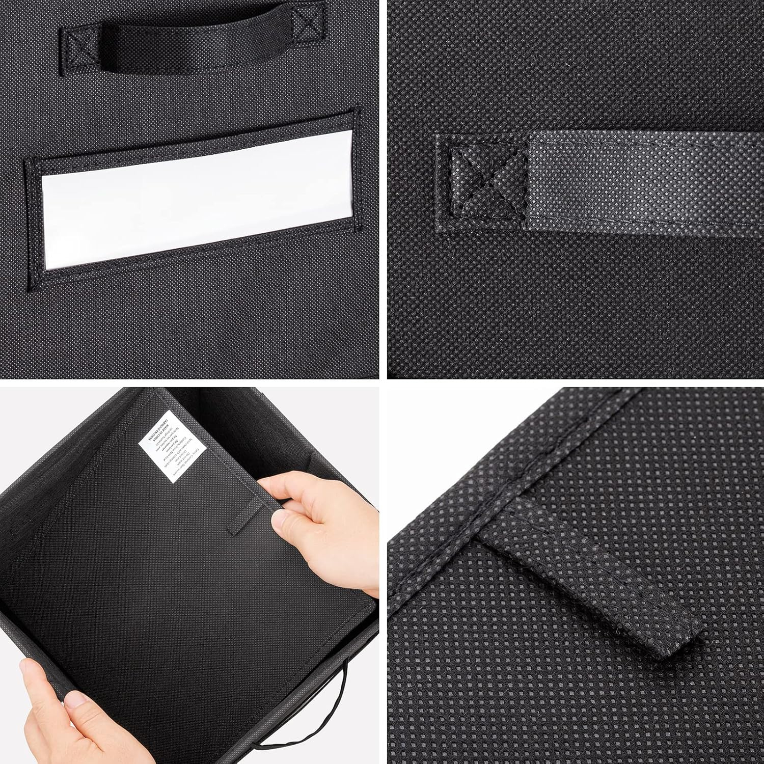 artsdi 11 Inch Storage Cube,Storage bin,cube storage (Set of 10) Foldable Fabric Cube Storage Bins with 10 Labels Window Cards & a Pen,Baskets Containers for Shelves,Closet Organizers Box,Black