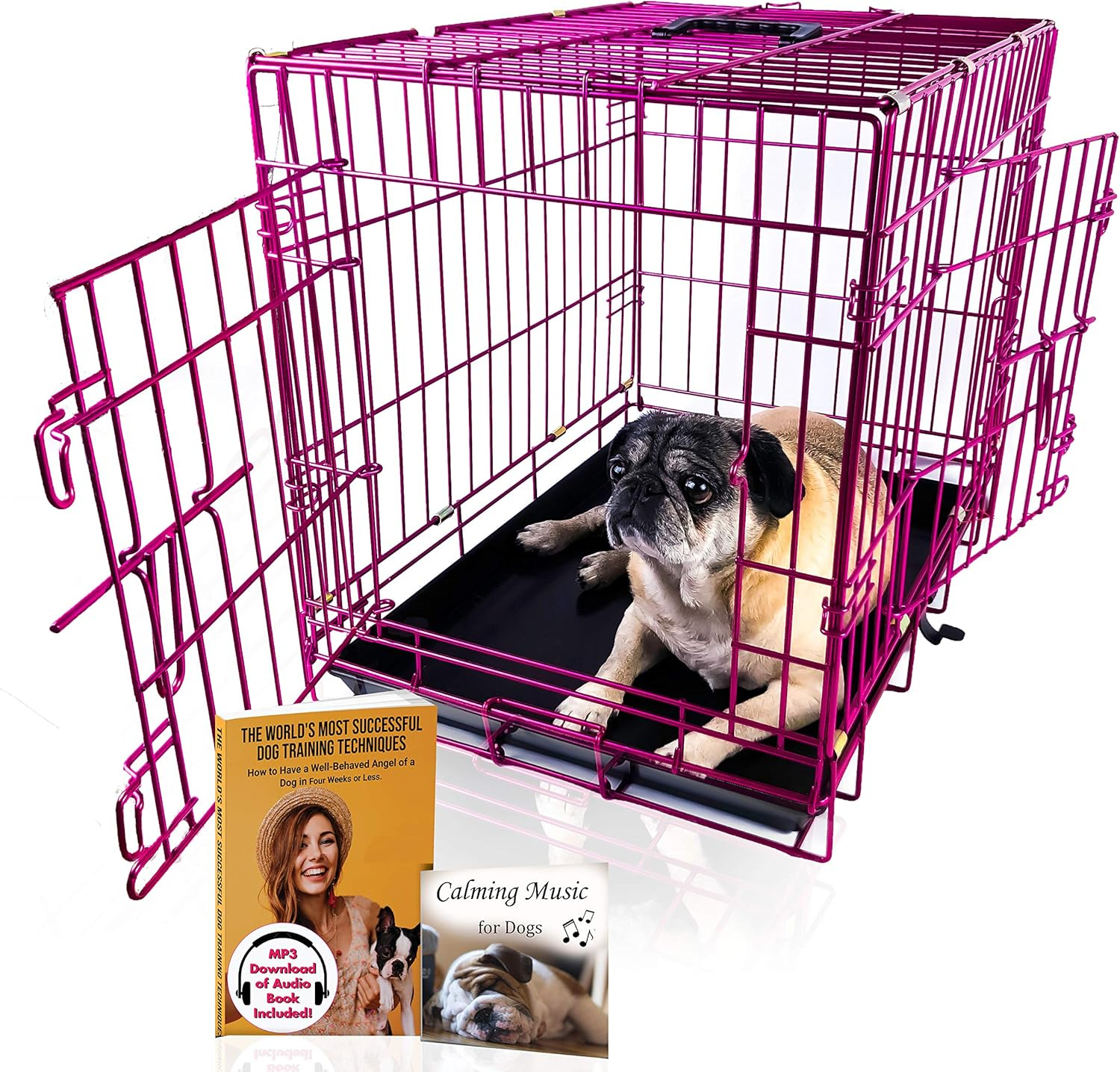 Pet Expressions Pink 24 Inch Colored Metal Wire Dog Crate - Available in Various Sizes and Colors