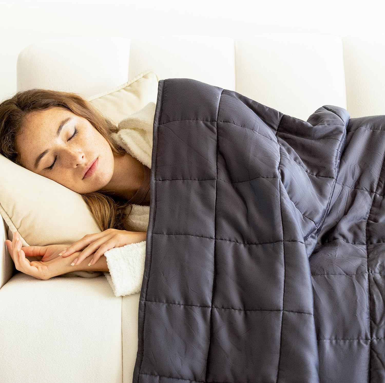 Luna Luxe Cotton Weighted Blankets for Kids & Adults - 100% Oeko-Tex Cotton Weighted Blanket - Soft, Comfortable, & Breathable Travel Blanket - All-Season, Winter Premium Gift Ideas