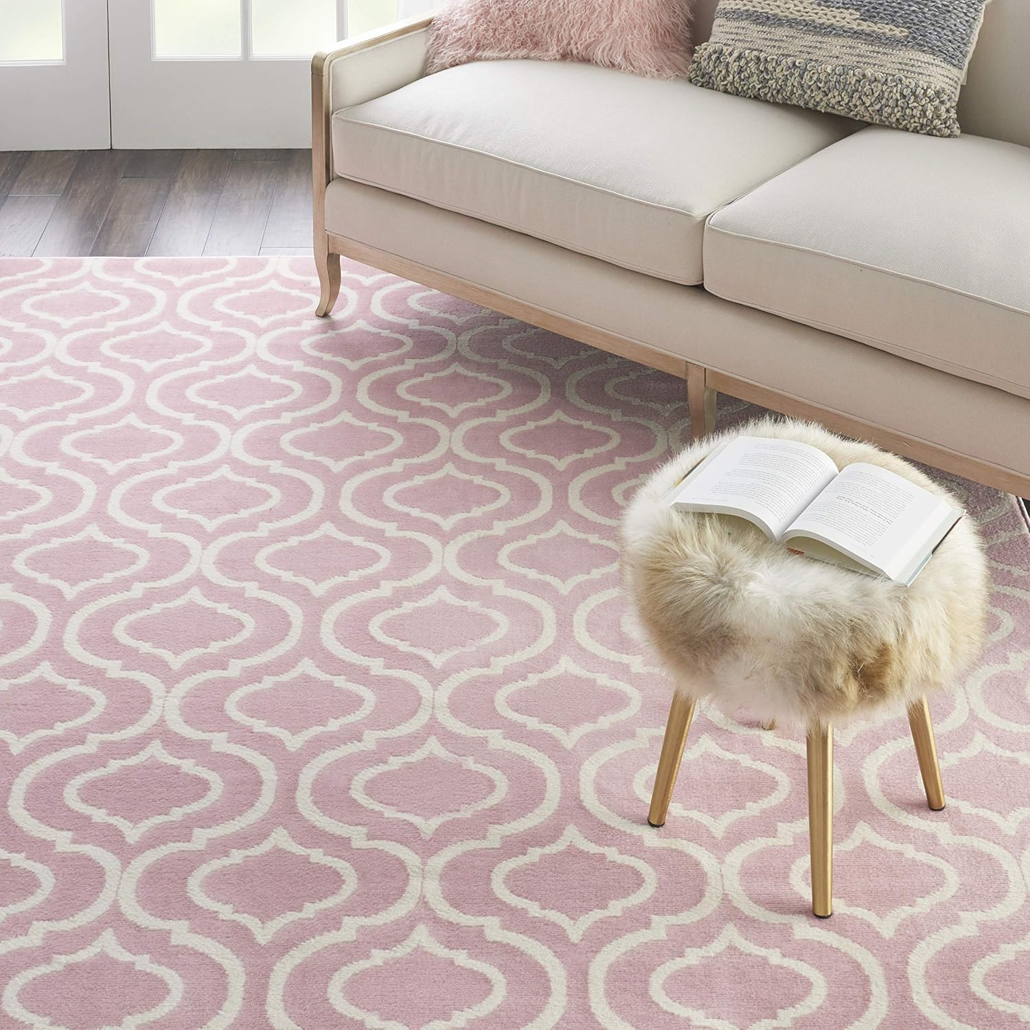 Nourison Jubilant Modern Moroccan Pink 7' x 10' Area Rug, (7' x 10')