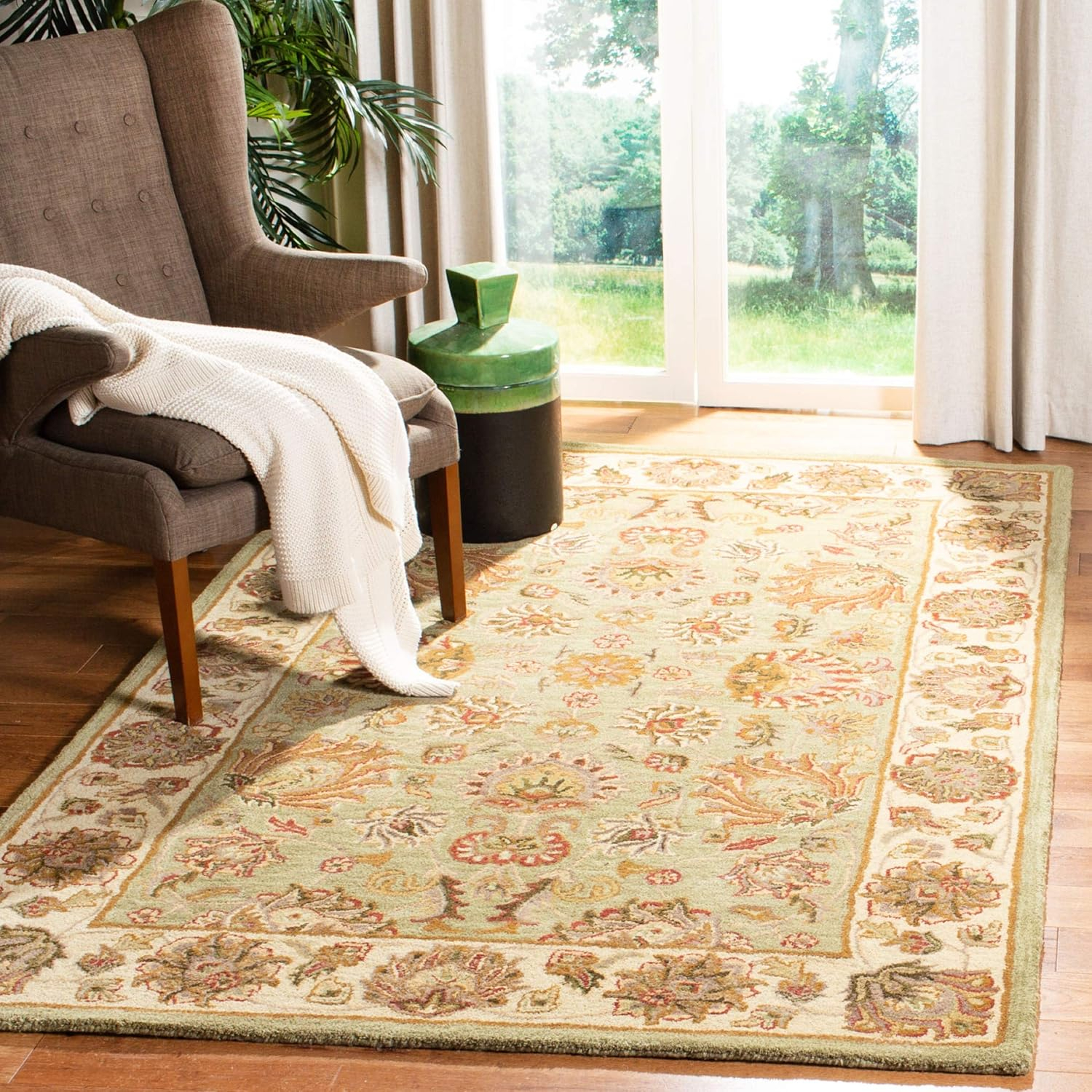 SAFAVIEH Heritage Regis Traditional Wool Area Rug, Green/Gold, 9'6" x 13'6"