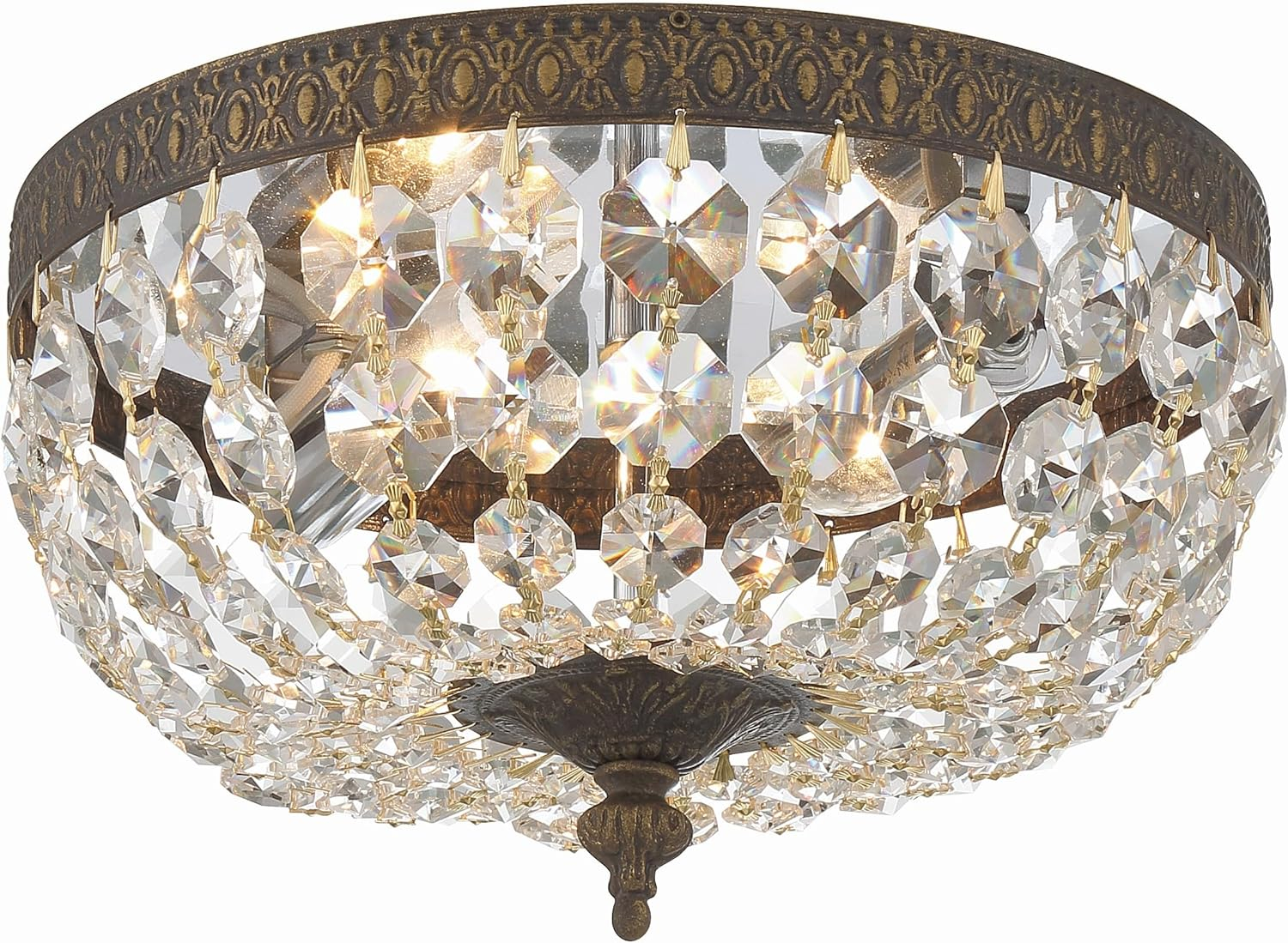 Crystorama 2 Light Clear Italian Crystal English Bronze Flush Mount