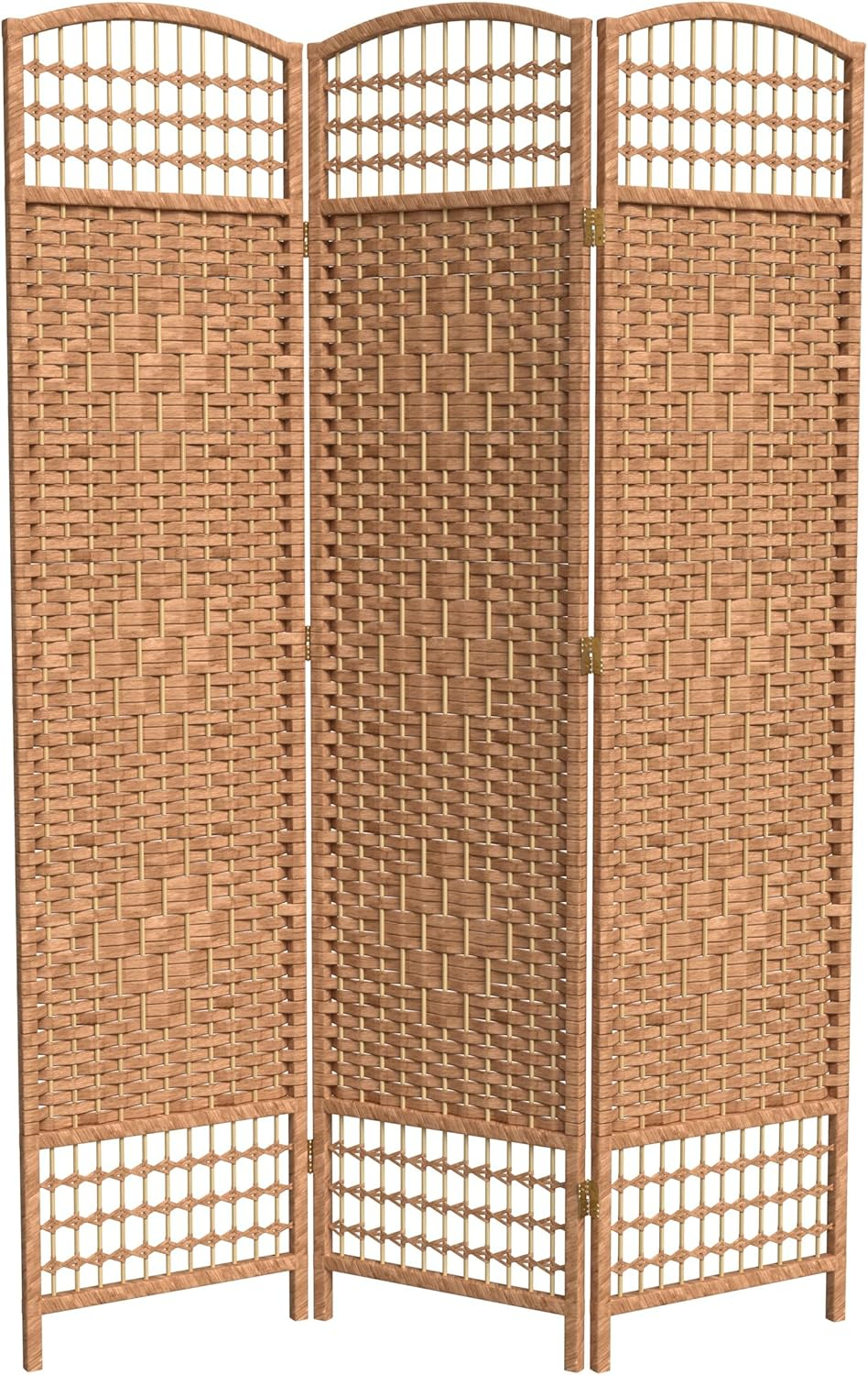 Oriental Furniture 5 1/2 ft. Tall Fiber Weave Room Divider - Natural - 3 Panel