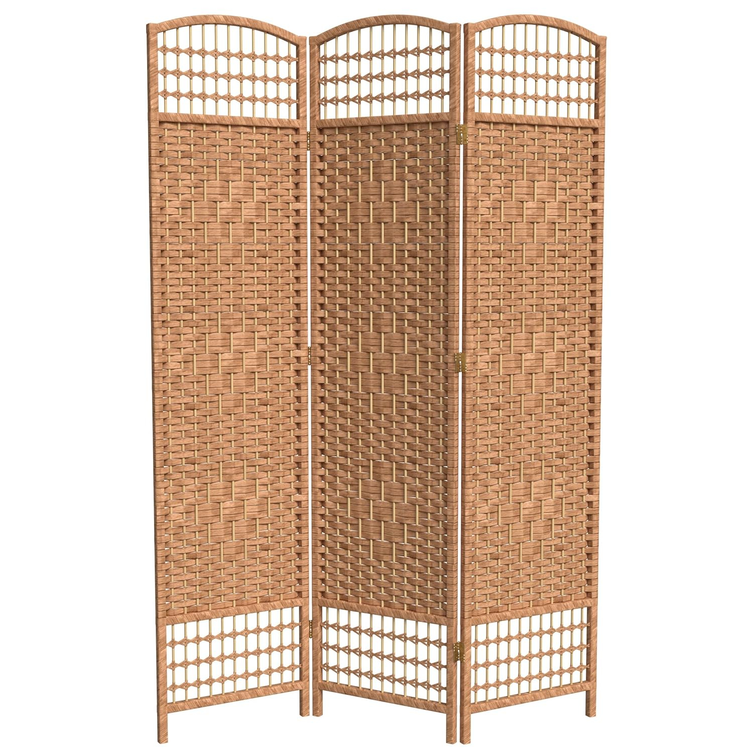 Oriental Furniture 5 1/2 ft. Tall Fiber Weave Room Divider - Natural - 3 Panel