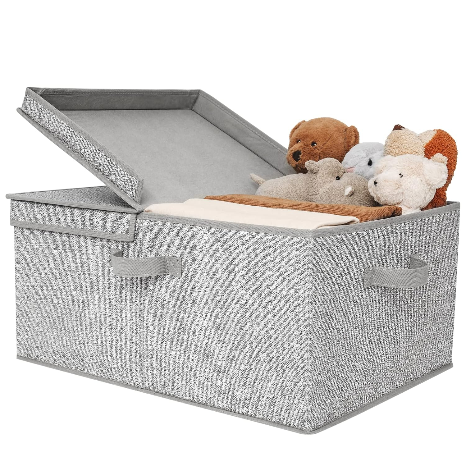 GRANNY SAYS Fabric Storage Bin with Lid, Decorative Storage Box, Extra Large Storage Baskets, Closet Organizer, Gray, 1-Pack
