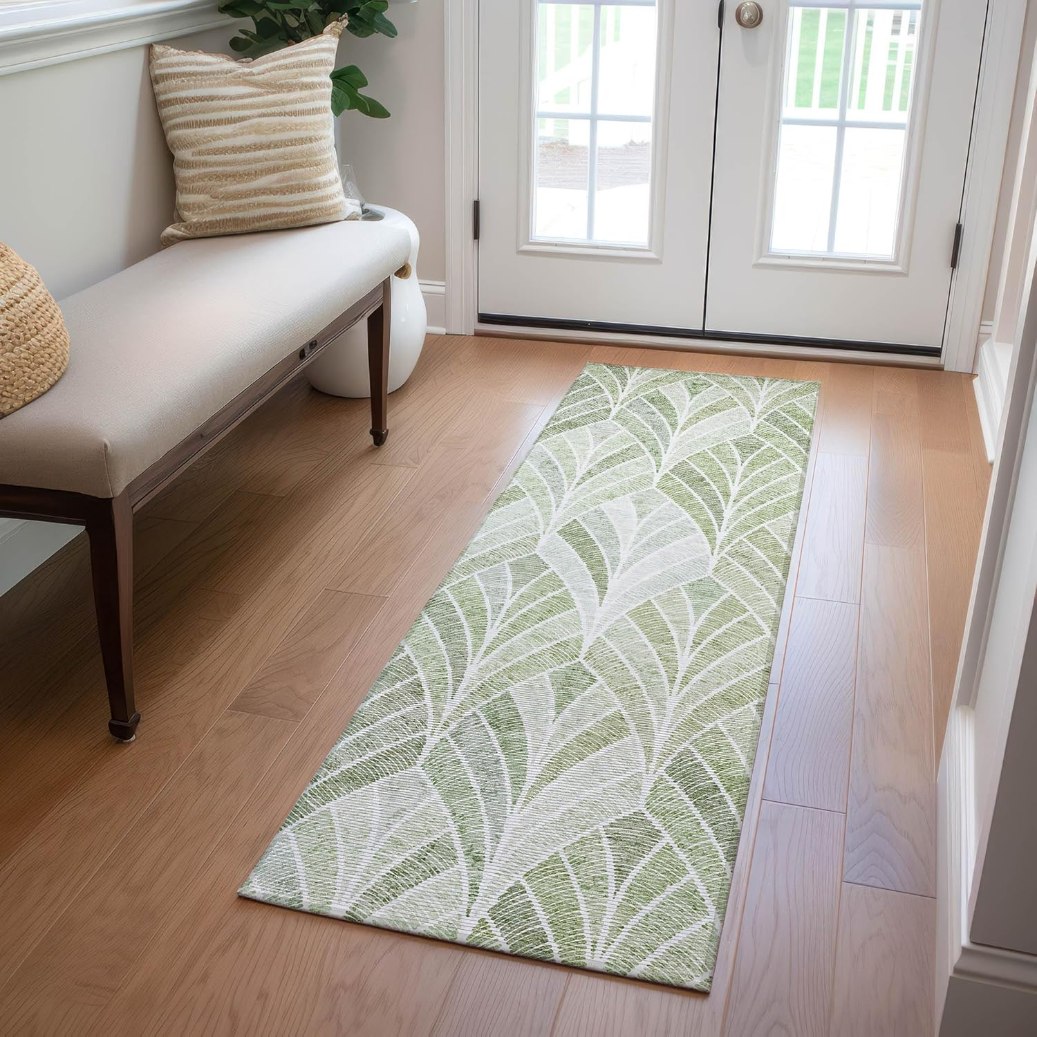 Addison Rugs Chantille ACN851 Sage 2'3" x 7'6" Indoor/Outdoor Hallway Runner Rug, Machine Washable, Stain Resistant, Easy Clean, Non Shedding, for Kitchen, Bathroom, Laundry and Bedroom
