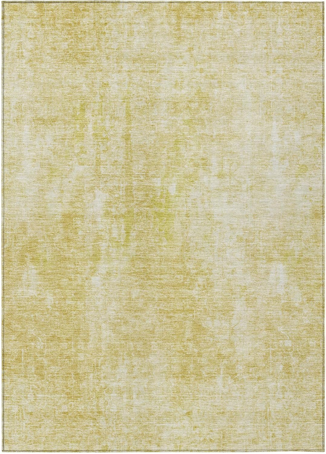 Gold Abstract Washable Synthetic 3' x 5' Area Rug