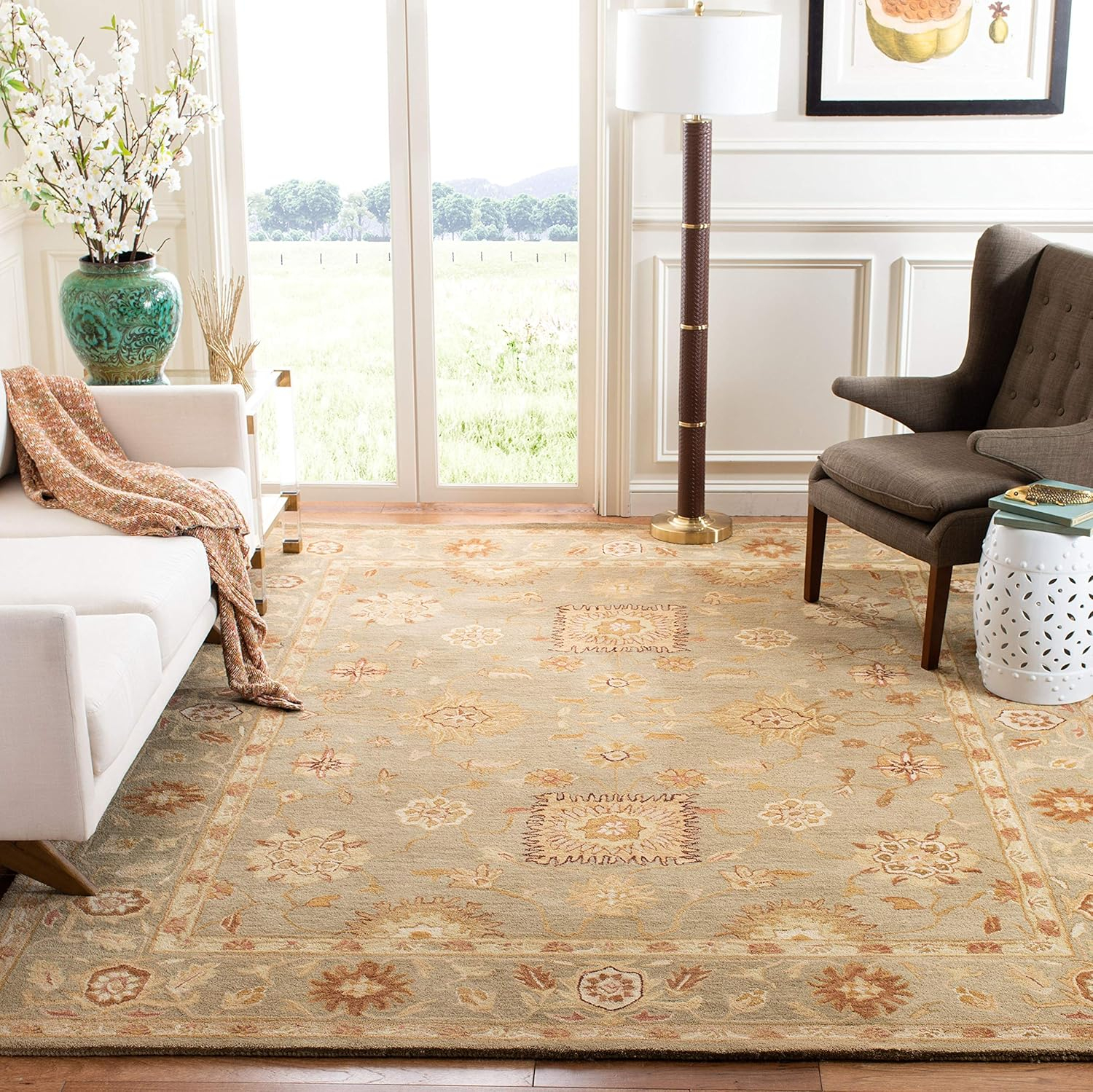 SAFAVIEH Anatolia Sherman Floral Wool Area Rug, Sage, 3' x 5'