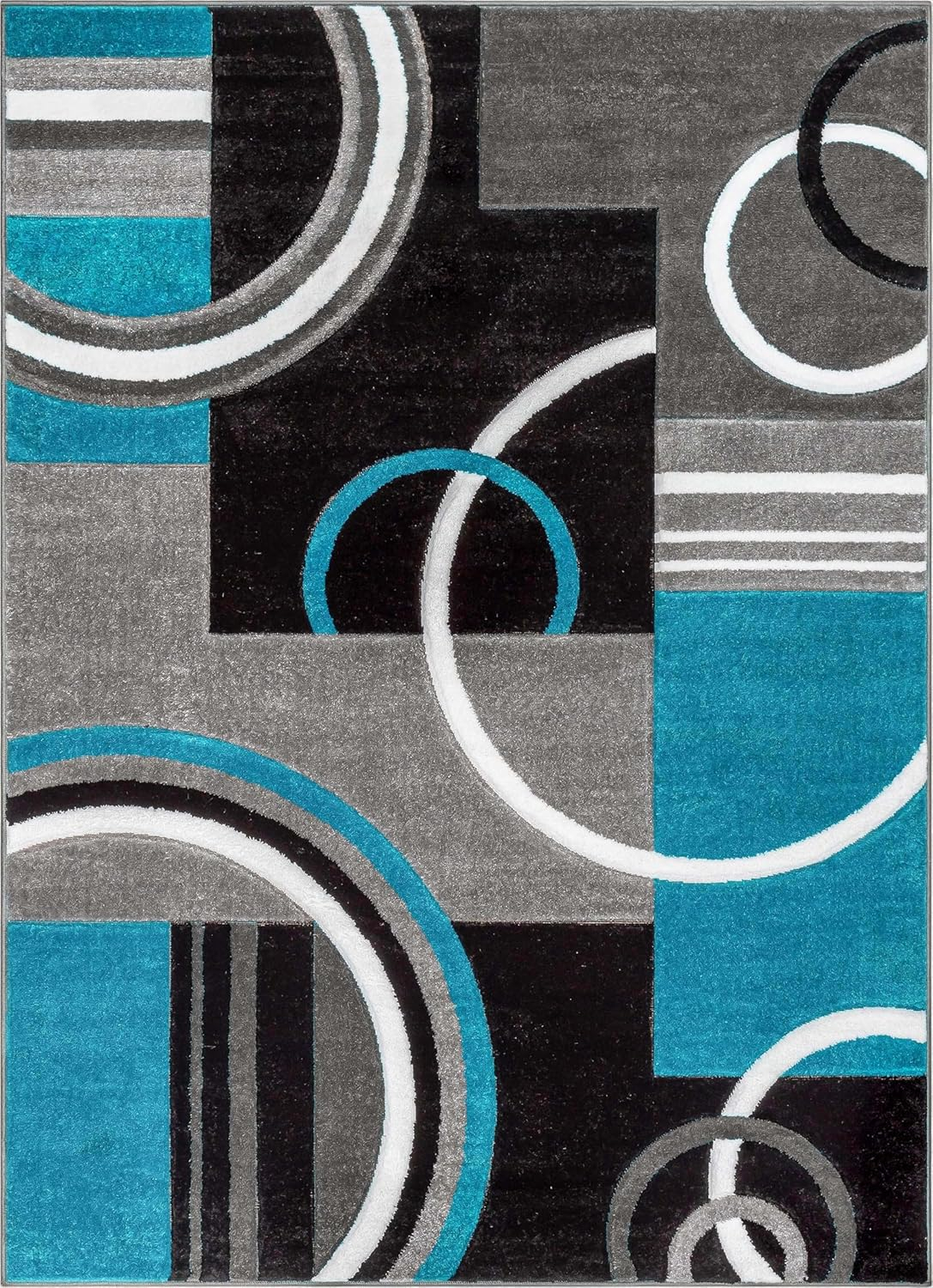 Well Woven Ruby Galaxy Waves Modern Geometric Blue Grey 6'7" x 9'3" Area Rug