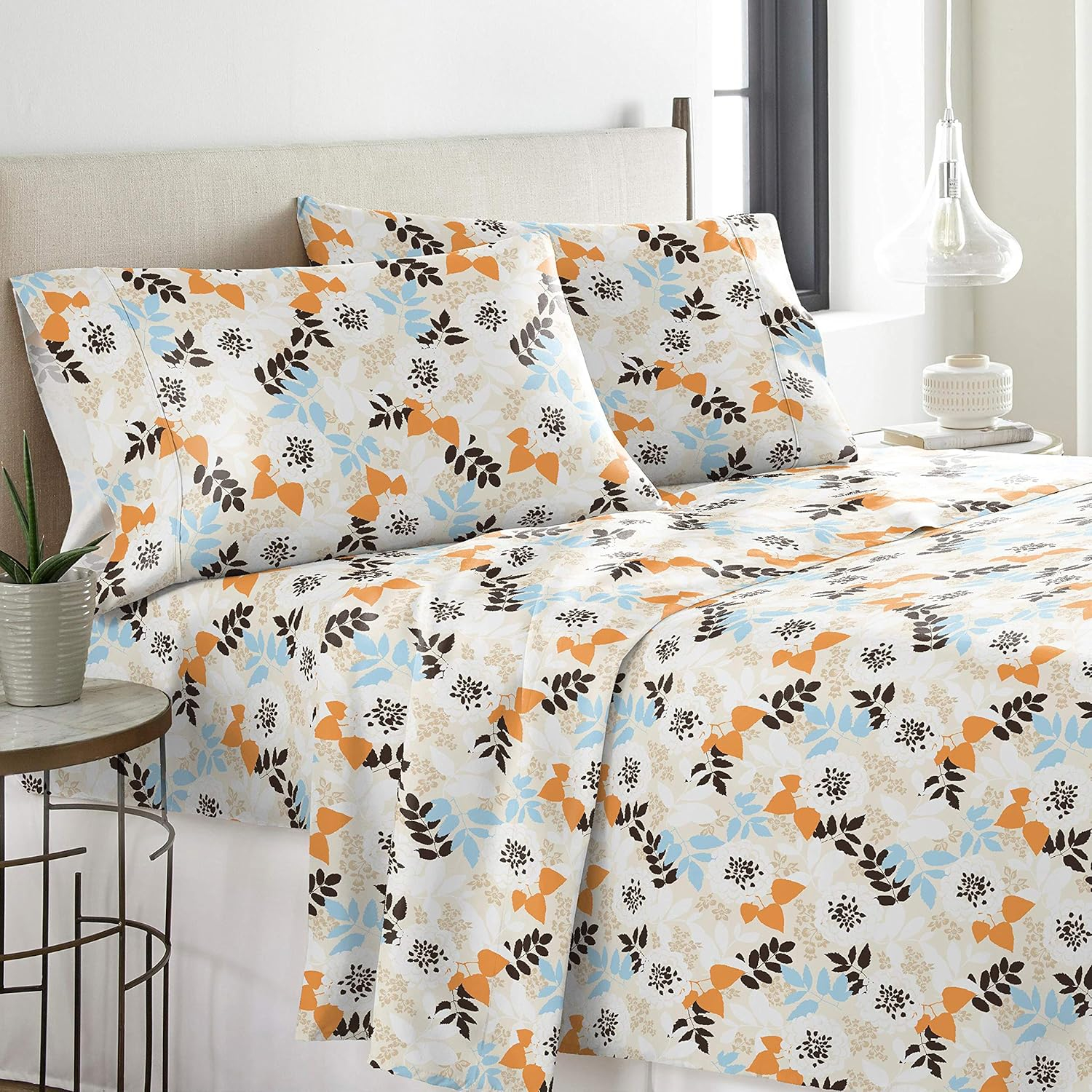 Twin Organic Cotton Flannel Sheet Set in Multicolor Floral