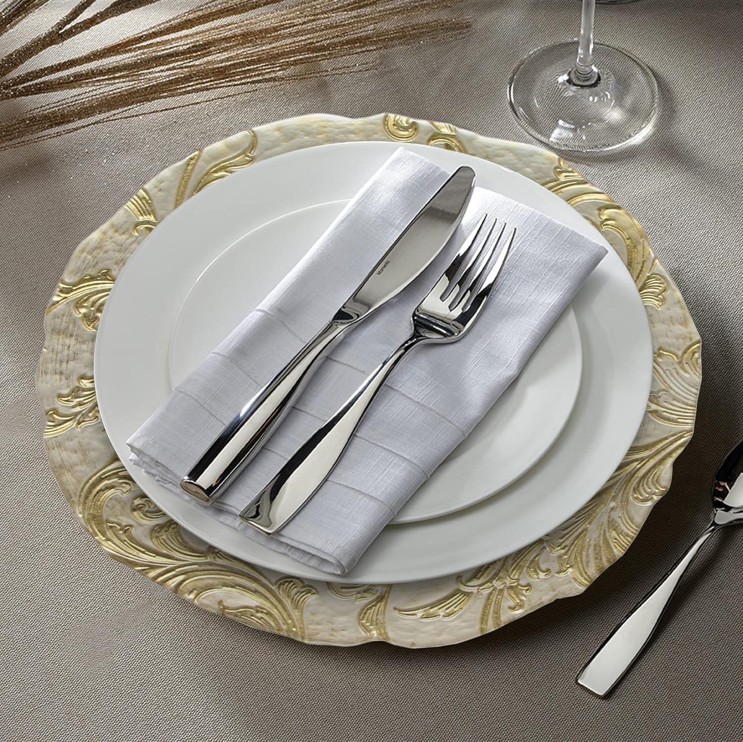 ChargeIt! By Jay Charge It by Jay Vanessa Charger 13” Decorative Glass Service Plate, gold