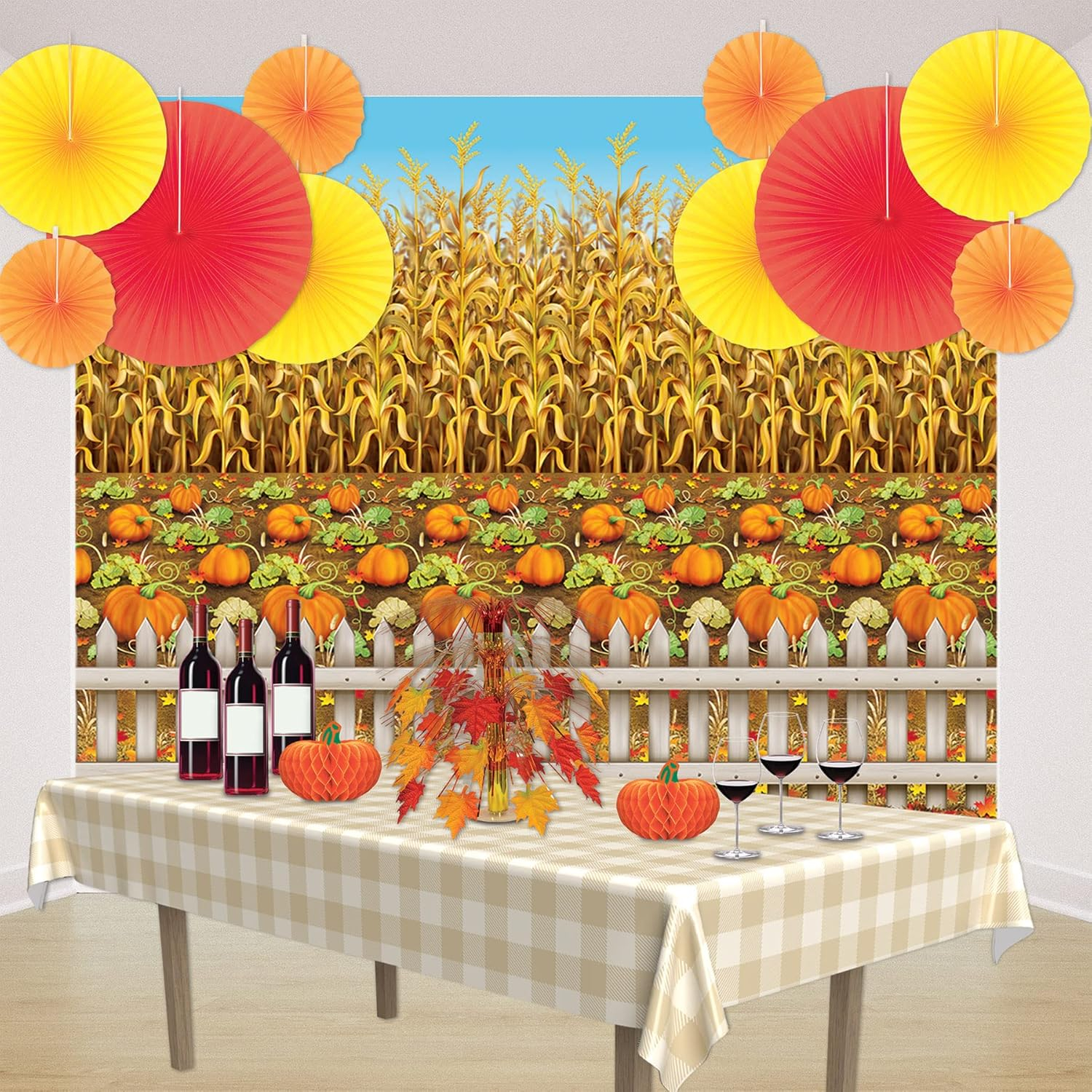 Beistle 4' x 30' Pumpkin Patch Backdrop 90023