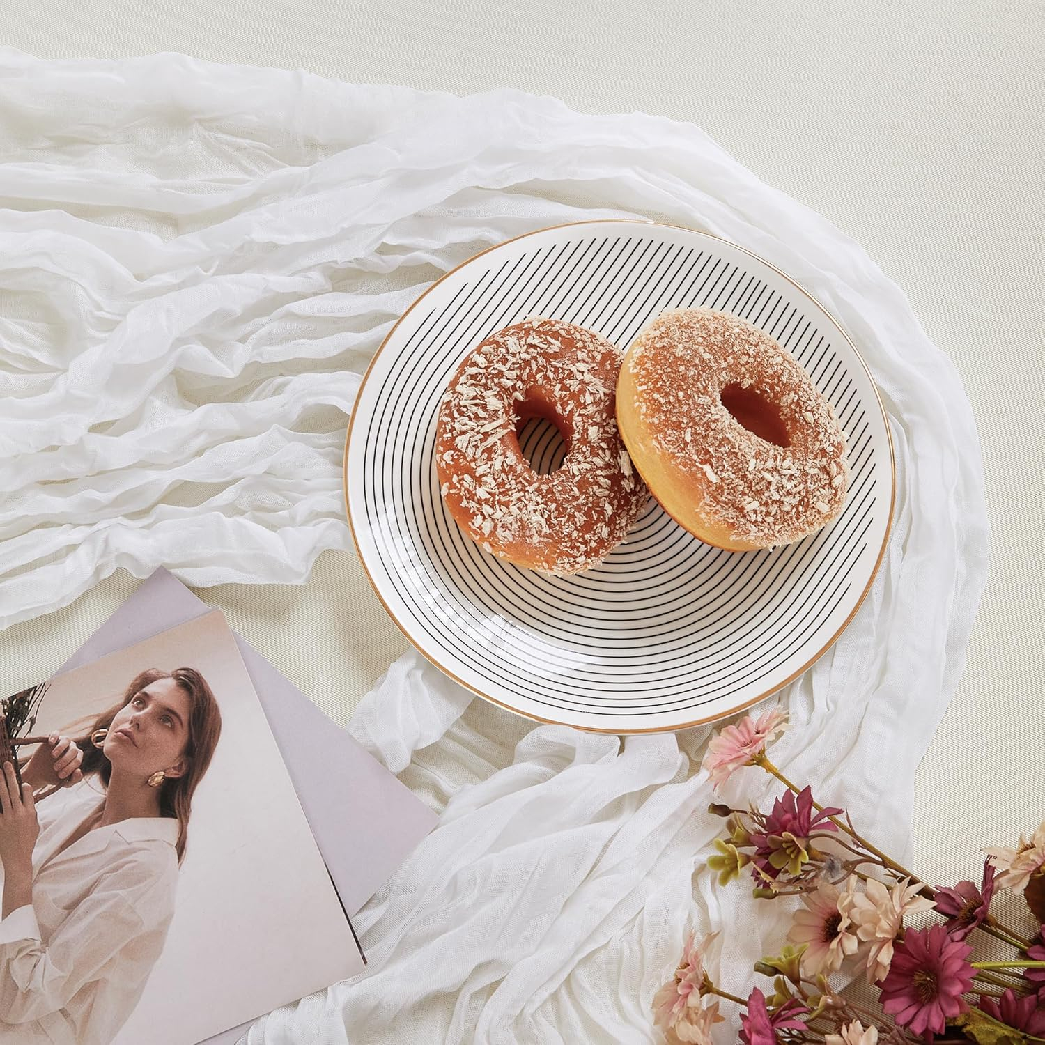 6 Pack White Cheesecloth Table Runner 10FT Long Boho Gauze Table Runner Rustic Sheer Runner for Wedding Bridal Baby Shower Birthday Party Table Decor Thanksgiving Christmas Decorations